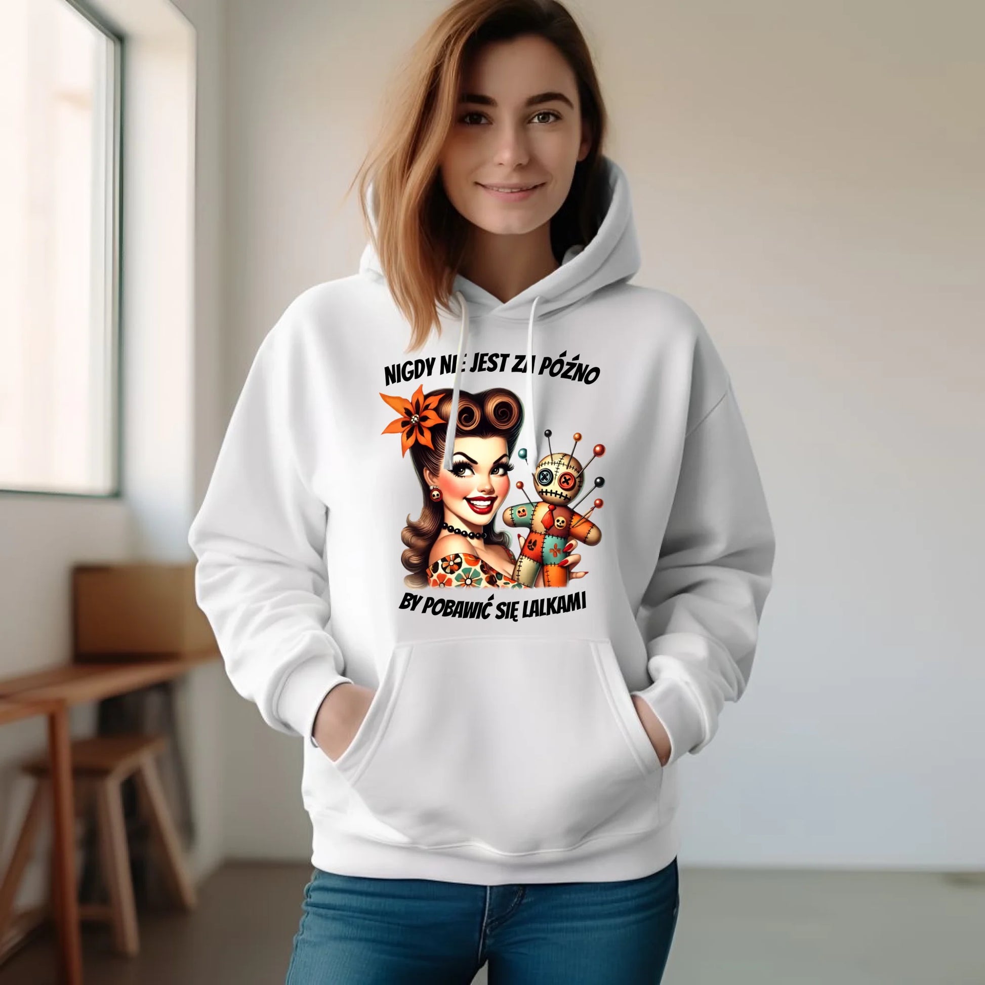 Bluza damska z kapturem - Laleczka Voodoo retro DZ21 - StoryCups.pl