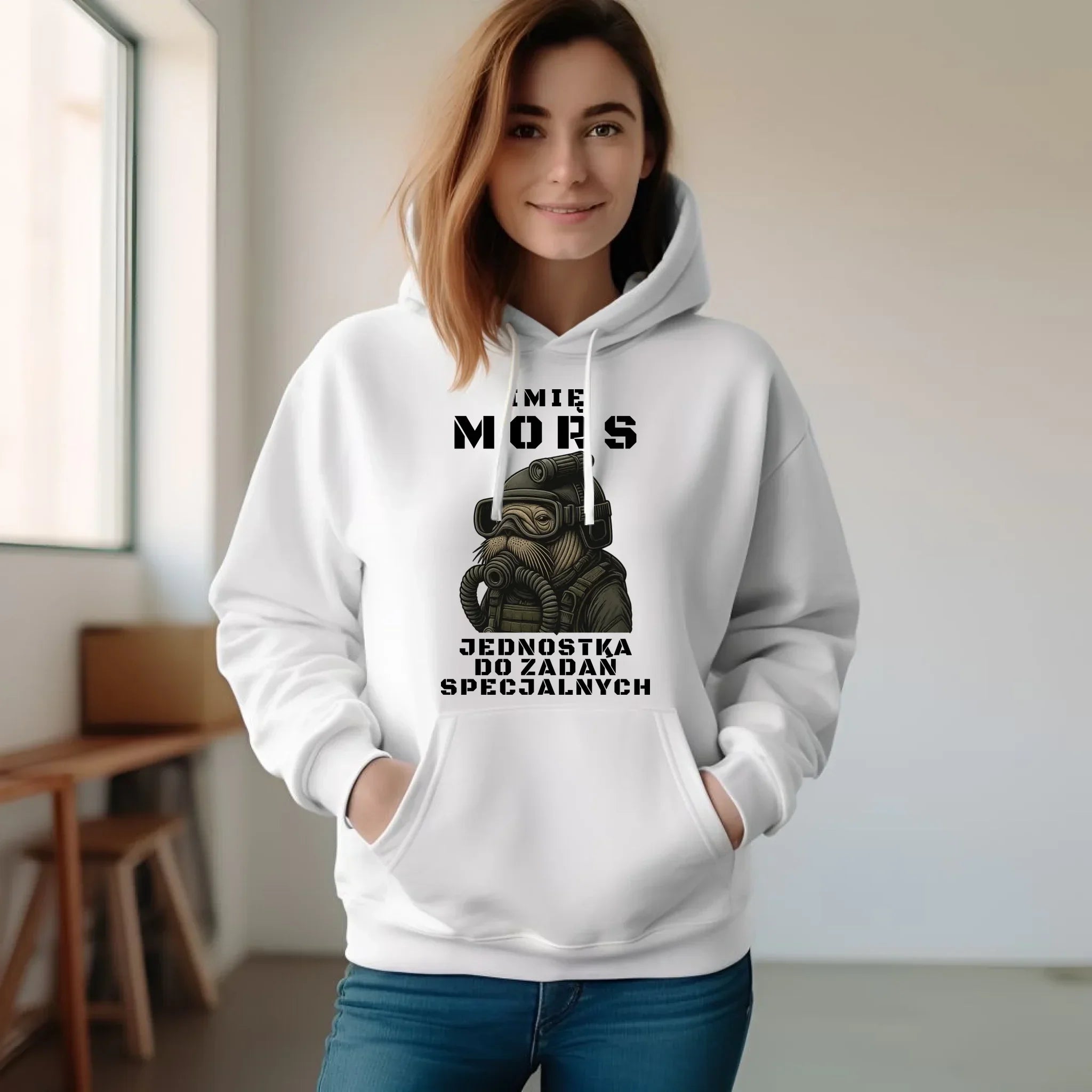 Bluza damska z kapturem - prezent dla morsa - Mors do zadań specjalnych - personalizowana HM07 - StoryCups.pl