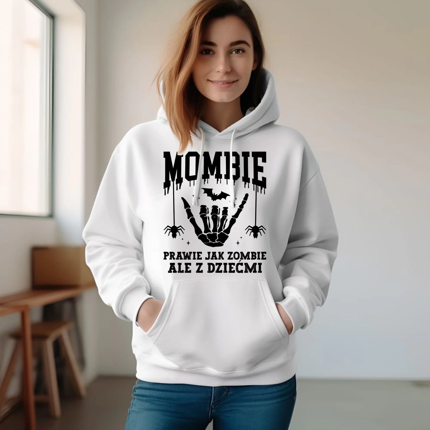 Bluza damska z kapturem dla mamy - Mombie - zombie z dziećmi HL18 - StoryCups.pl