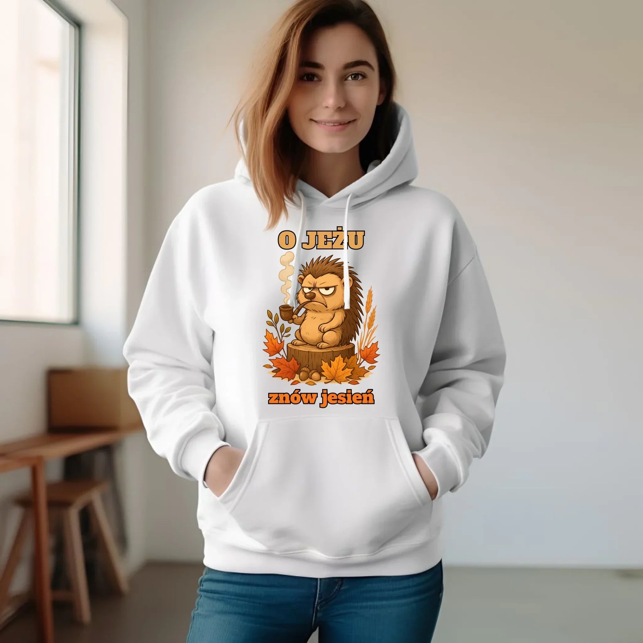 Bluza damska z kapturem jesienna - O jeżu znów jesień JS20 - StoryCups.pl
