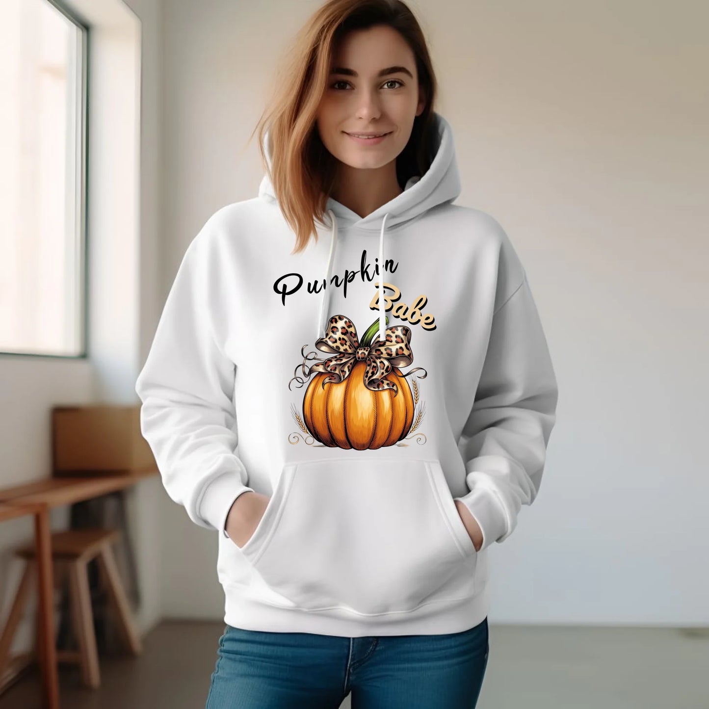 Bluza damska z kapturem jesienna - Pumpkin Babe - dla miłośniczki dyni JS33