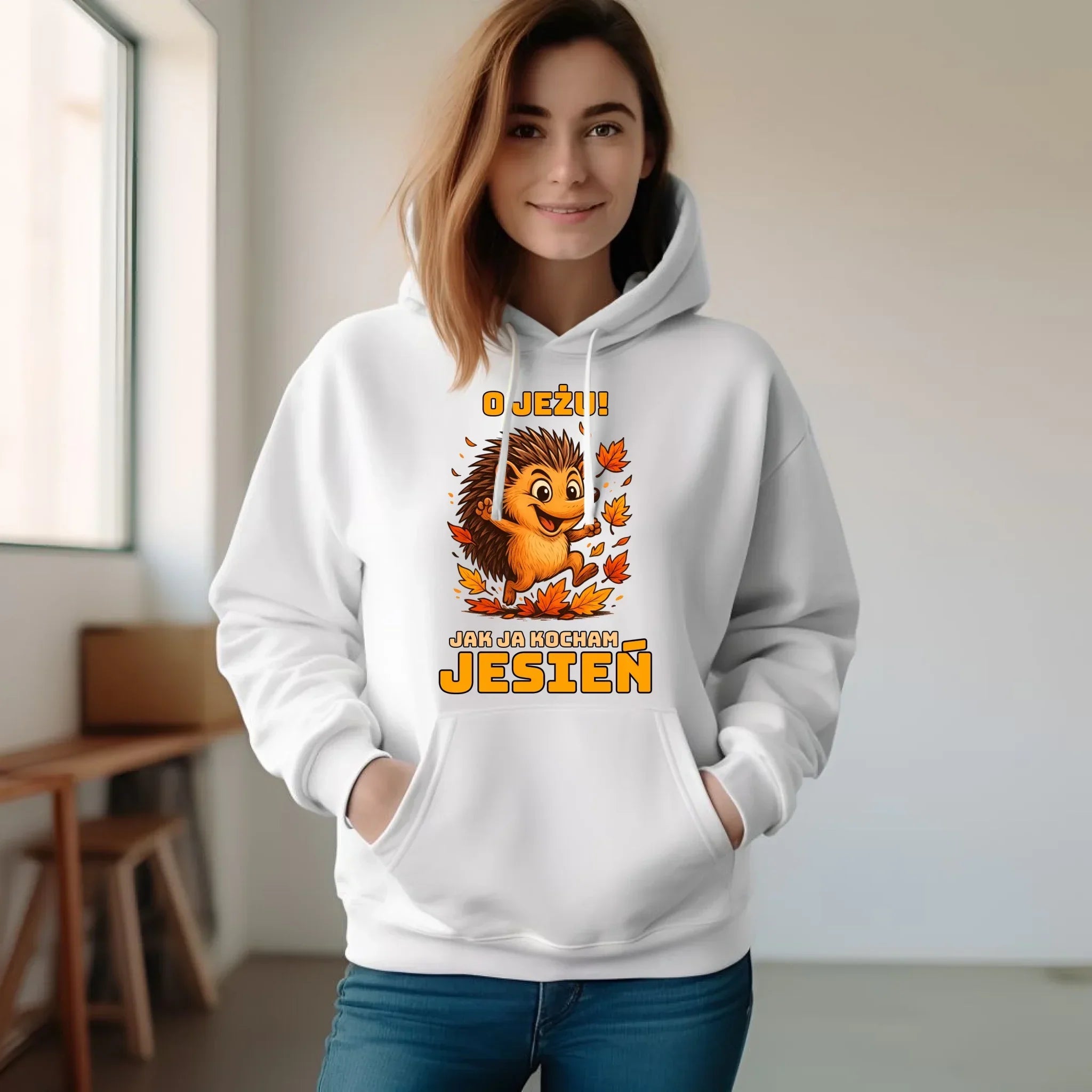 Bluza damska z kapturem jesienna - O JEŻU! Jak ja kocham jesień JS31 - StoryCups.pl