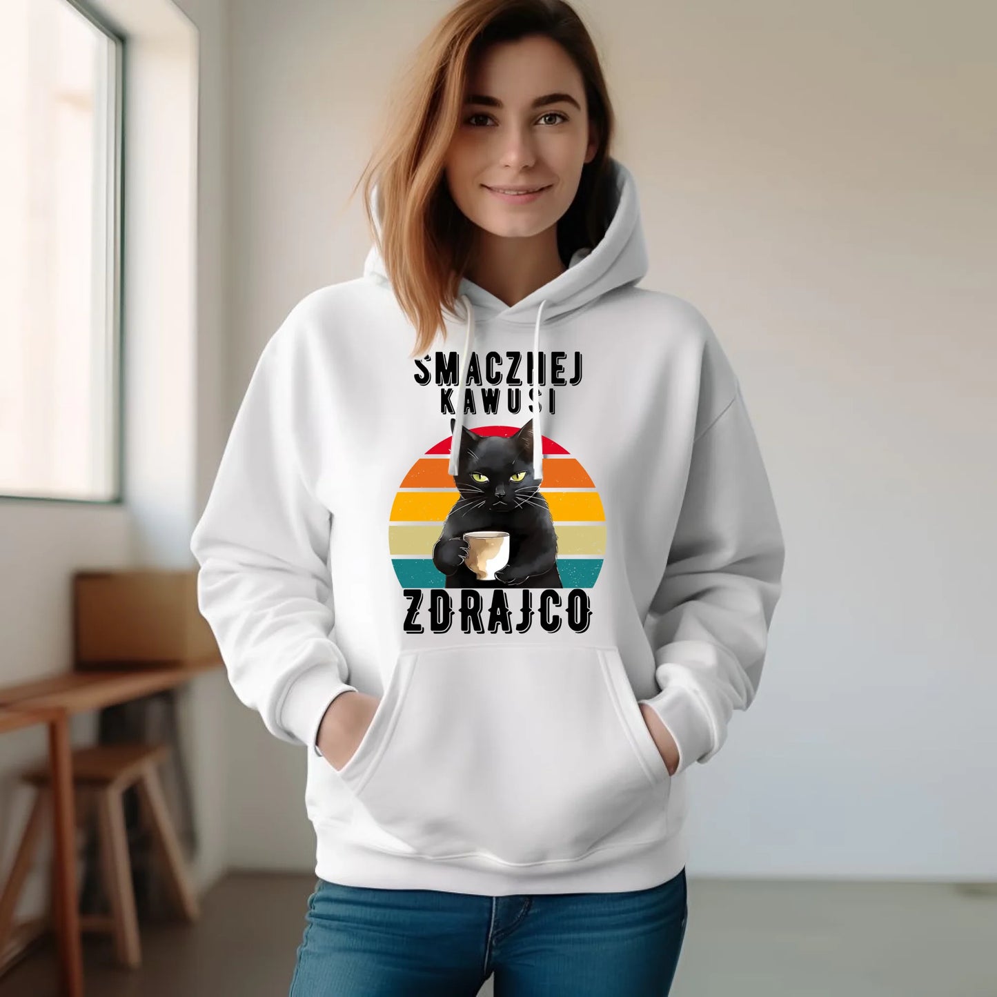 Bluza damska z kapturem na odejście z pracy - Smacznej kawusi zdrajco OP03 - StoryCups.pl