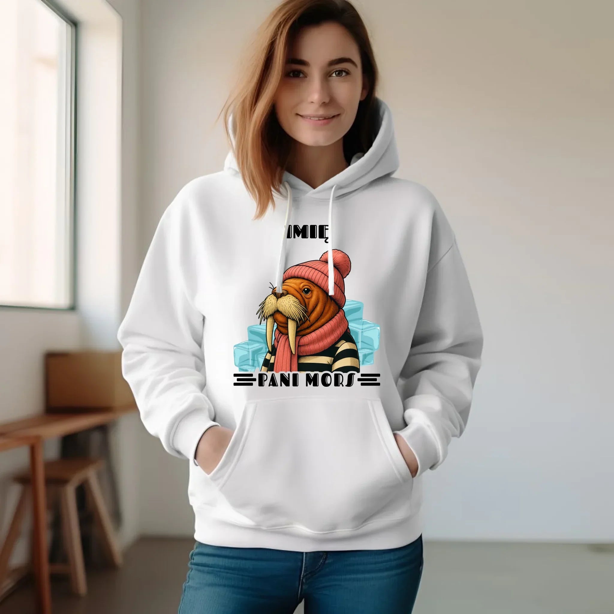 Bluza damska z kapturem - prezent dla morsa - Pani Mors - personalizowana HM16