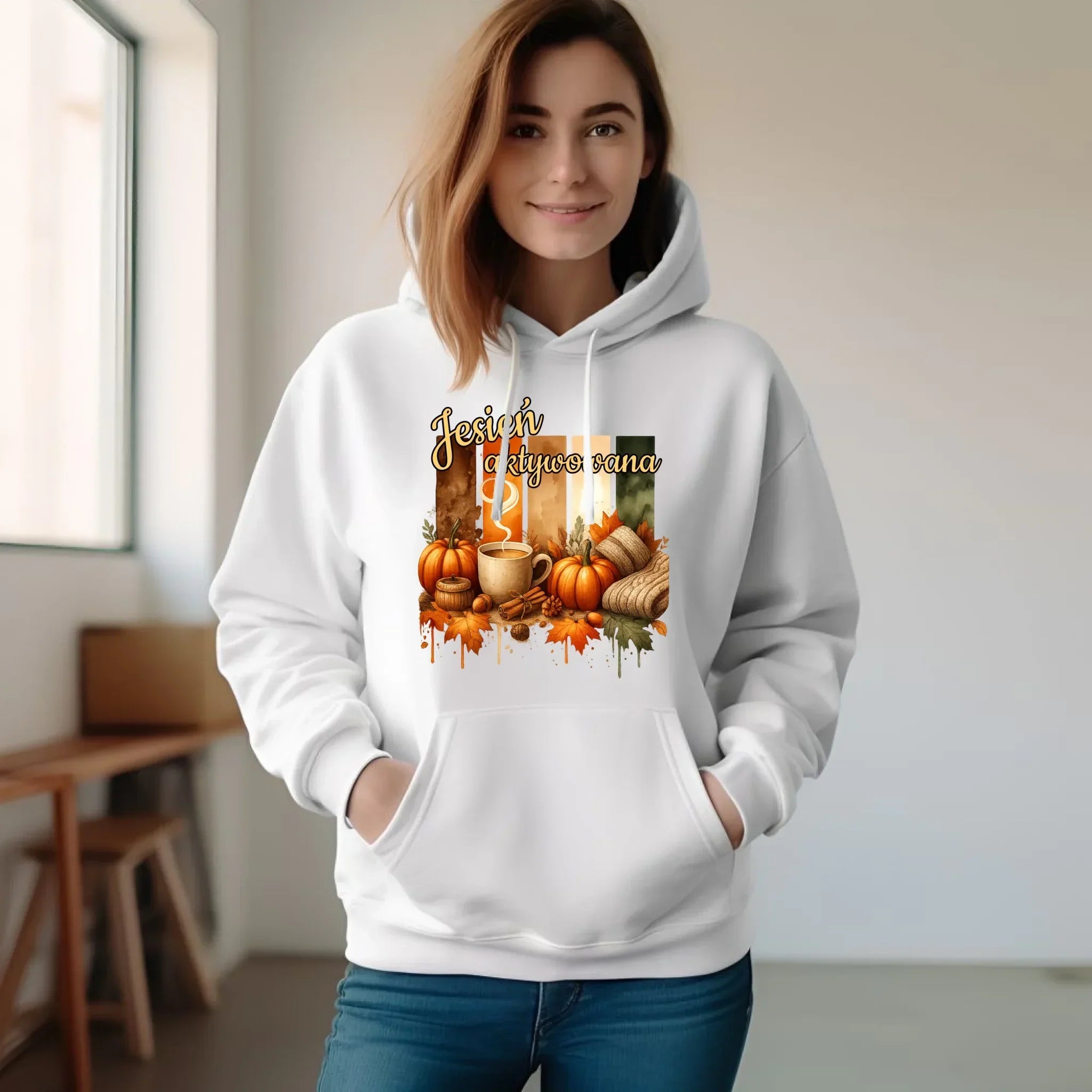 Bluza damska z kapturem jesienna - Jesień aktywowana JS26 - StoryCups.pl