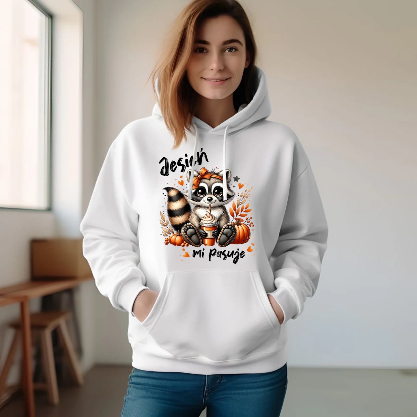 Bluza damska z kapturem jesienna - Jesień mi pasuje JS25