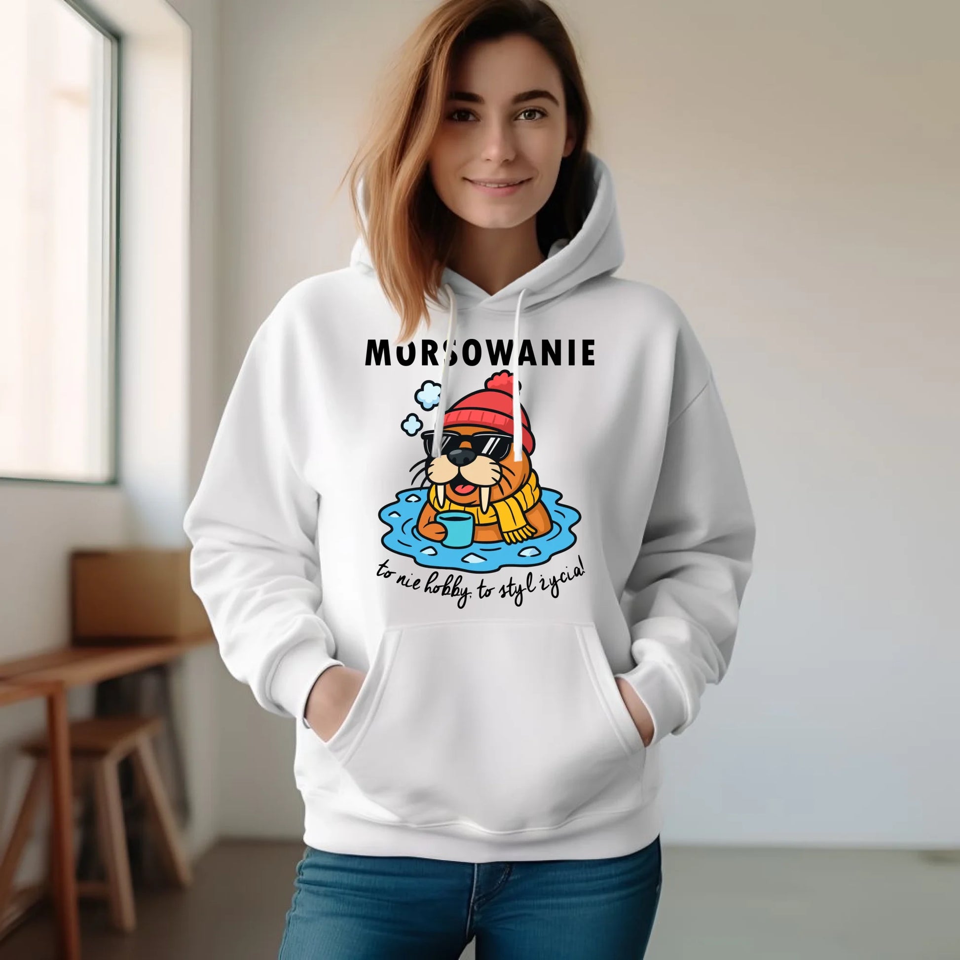 Bluza damska z kapturem - prezent dla morsa - Morsowanie to styl życia HM10 - StoryCups.pl