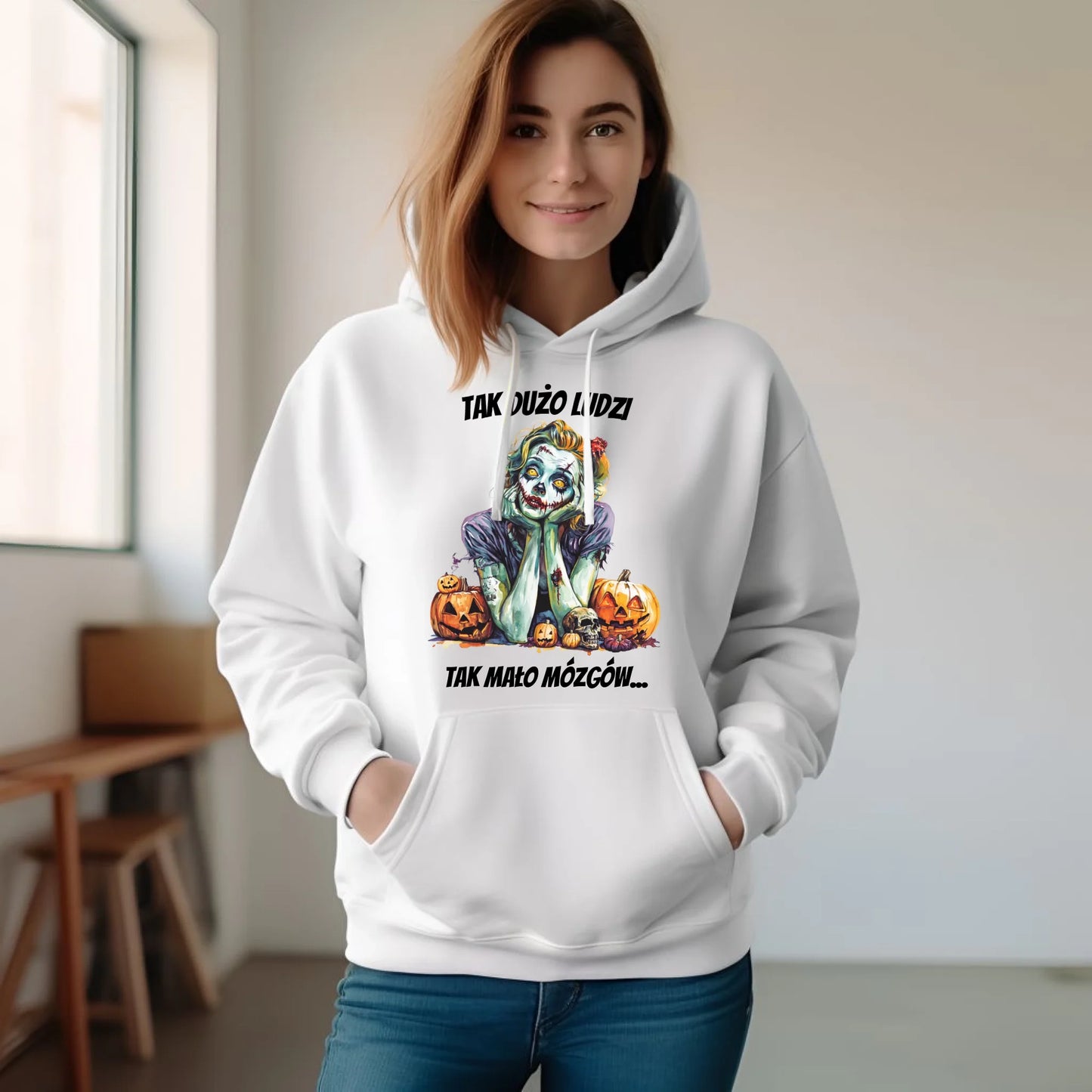 Bluza damska z kapturem na Halloween - Zombie - Tak mało mózgów HL31 - StoryCups.pl