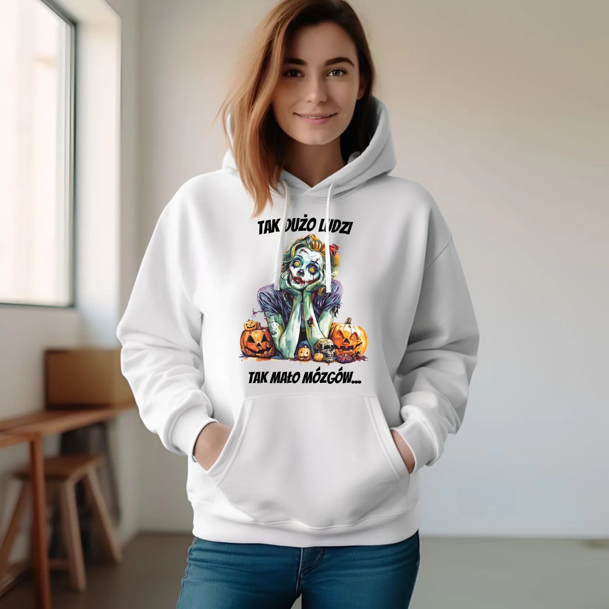 Bluza damska z kapturem na Halloween - Zombie - Tak mało mózgów HL31 - StoryCups.pl