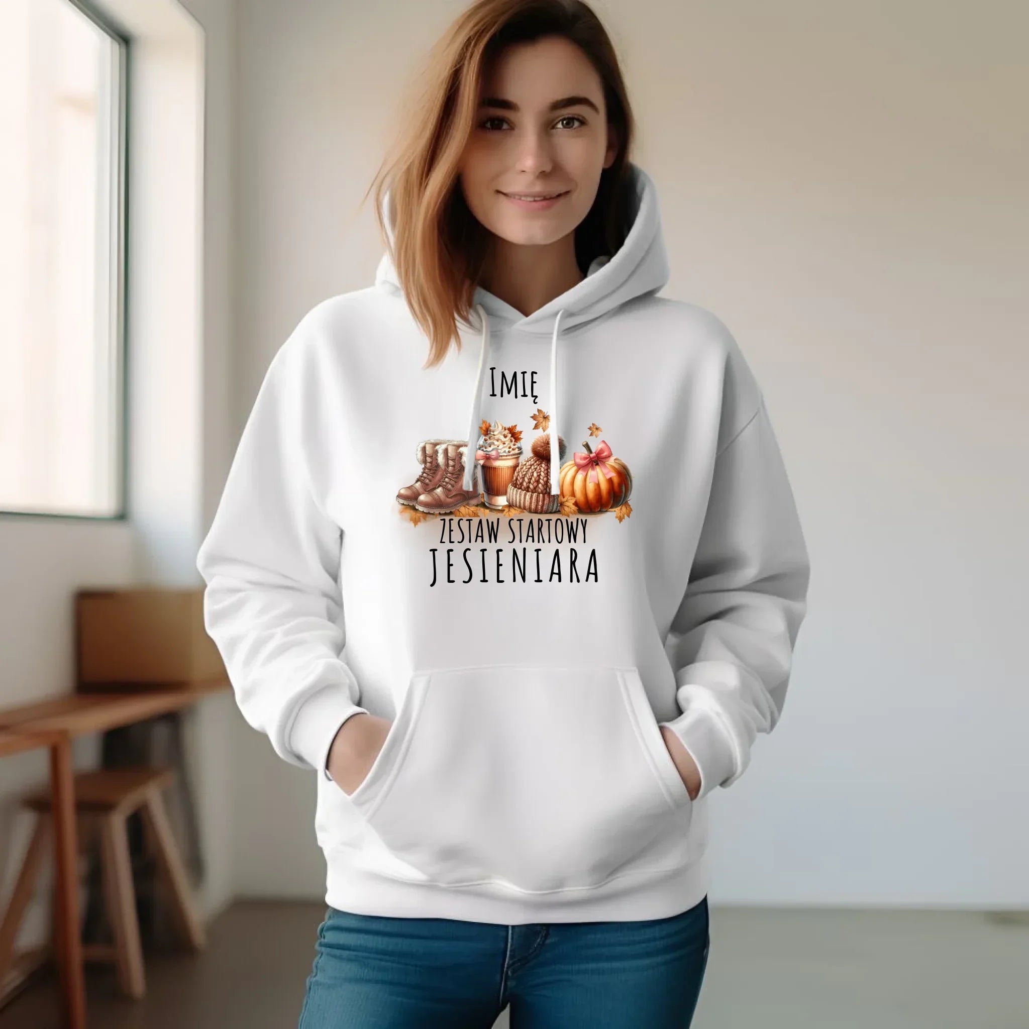 Bluza damska z kapturem jesieniara – Zestaw startowy - personalizowana JS05 - StoryCups.pl
