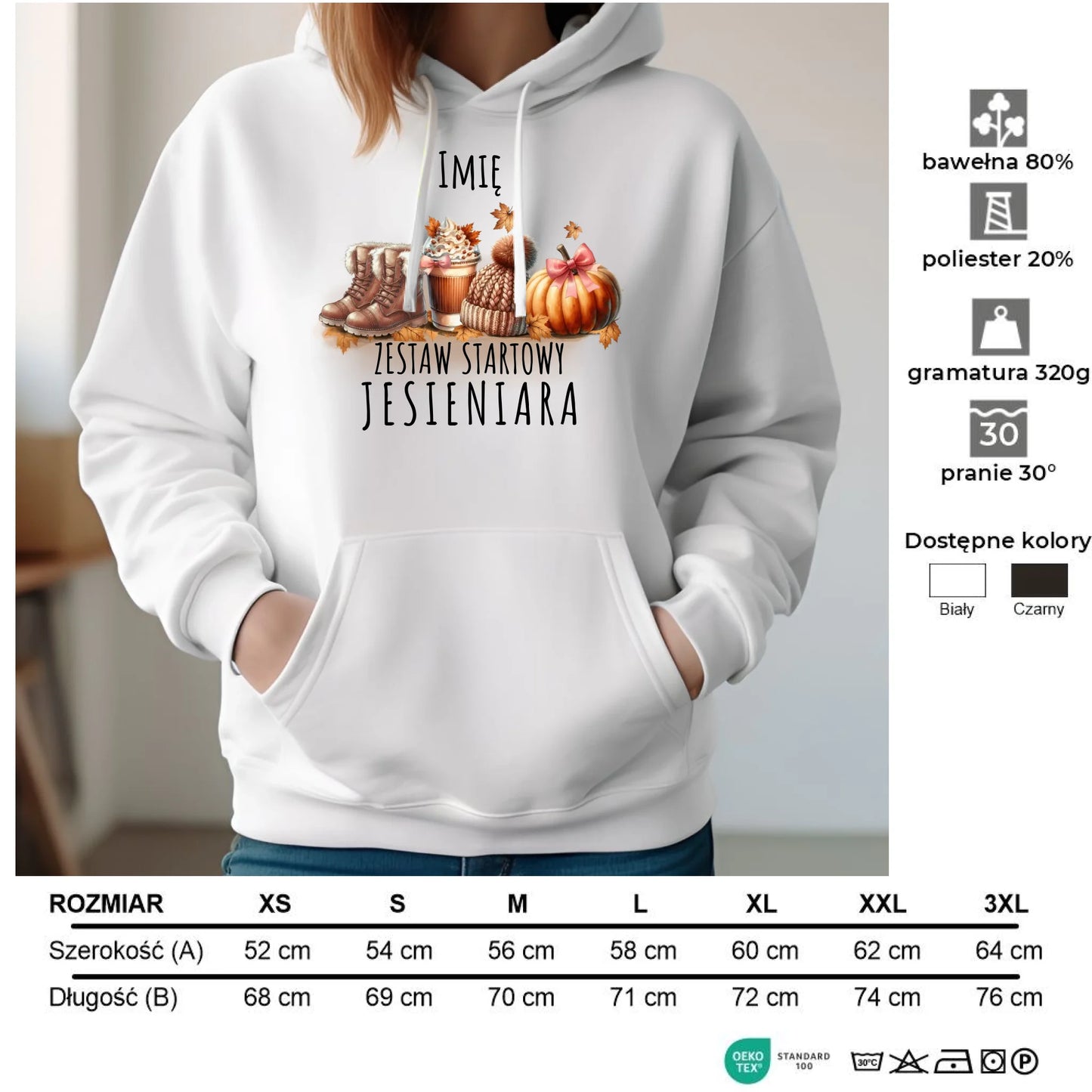 Bluza damska z kapturem jesieniara – Zestaw startowy - personalizowana JS05 - StoryCups.pl