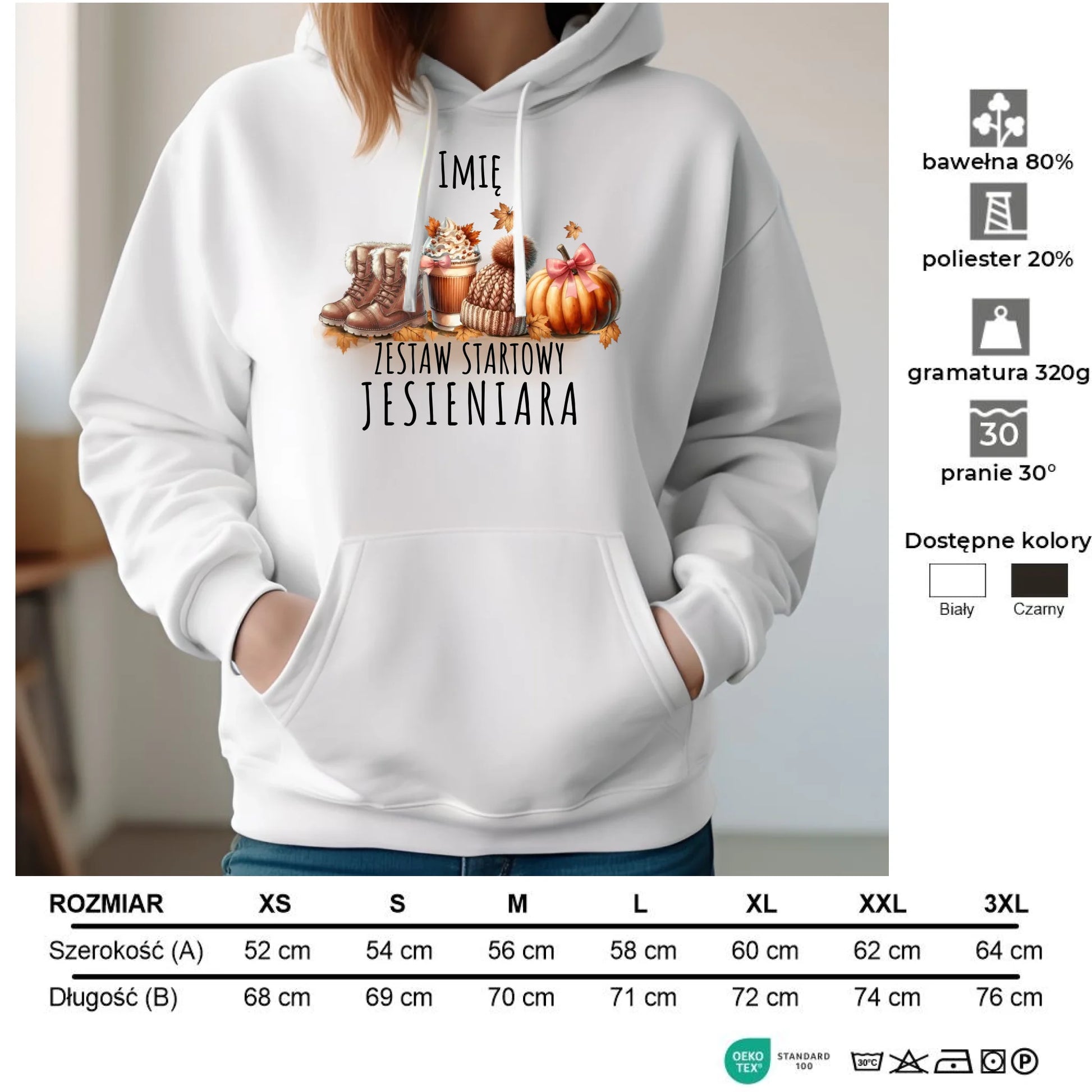 Bluza damska z kapturem jesieniara – Zestaw startowy - personalizowana JS05 - StoryCups.pl
