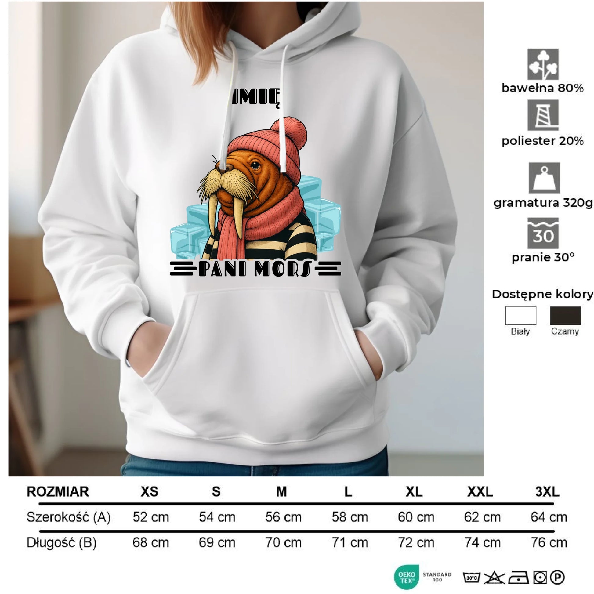 Bluza damska z kapturem - prezent dla morsa - Pani Mors - personalizowana HM16 - StoryCups.pl