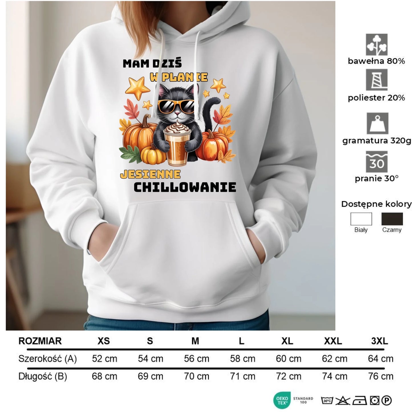 Bluza damska z kapturem jesienna - Mam dziś w planie jesienne chillowanie JS34