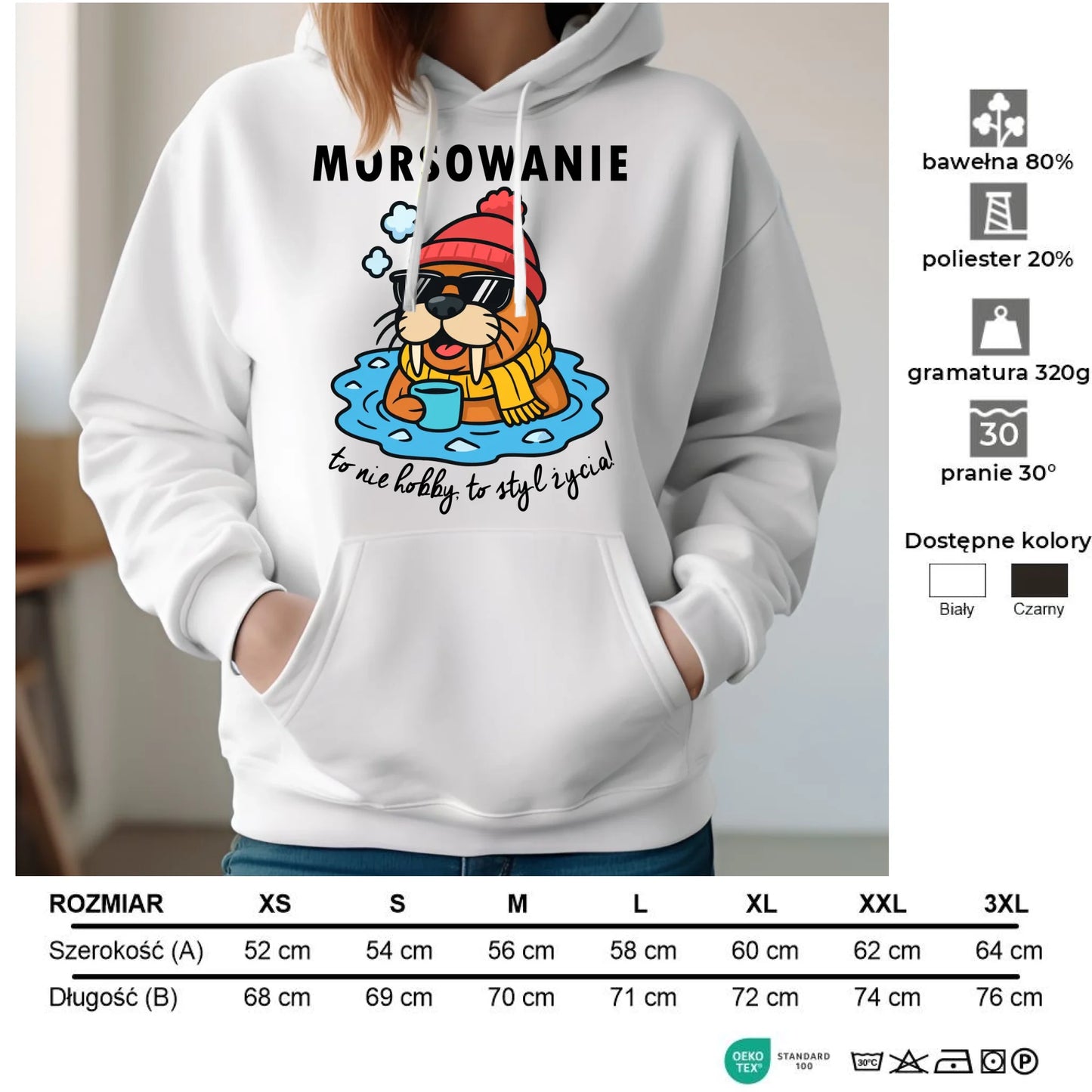 Bluza damska z kapturem - prezent dla morsa - Morsowanie to styl życia HM10 - StoryCups.pl