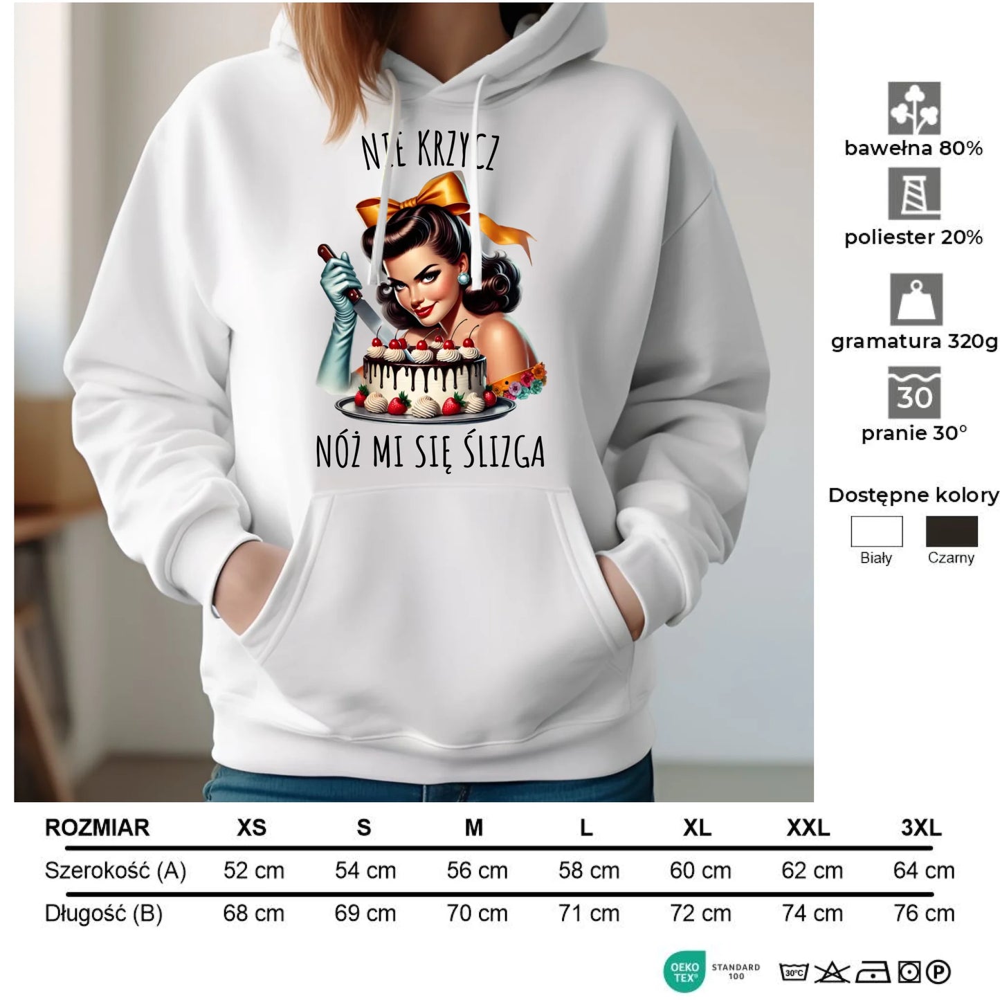 Bluza damska z kapturem - Nie krzycz, nóż mi się ślizga - Czarny humor DZ22 - StoryCups.pl