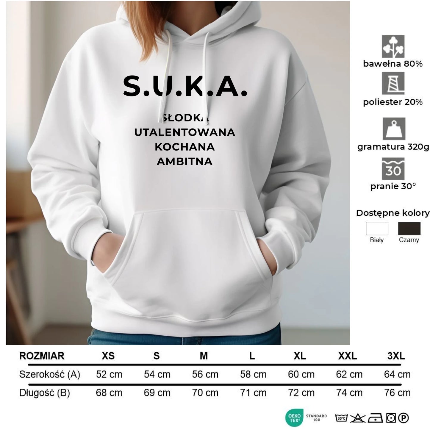 Bluza damska z kapturem - S.U.K.A. - śmieszny prezent dla niej - bez cenzury DZ16 - StoryCups.pl