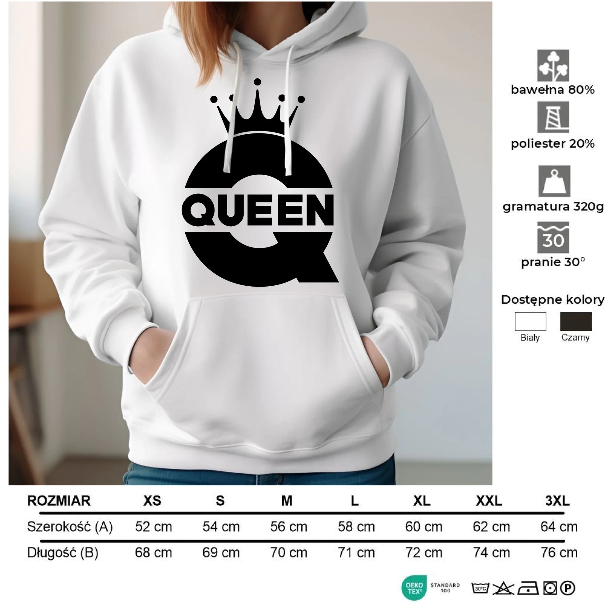 Bluza damska z kapturem - Queen W40 - StoryCups.pl