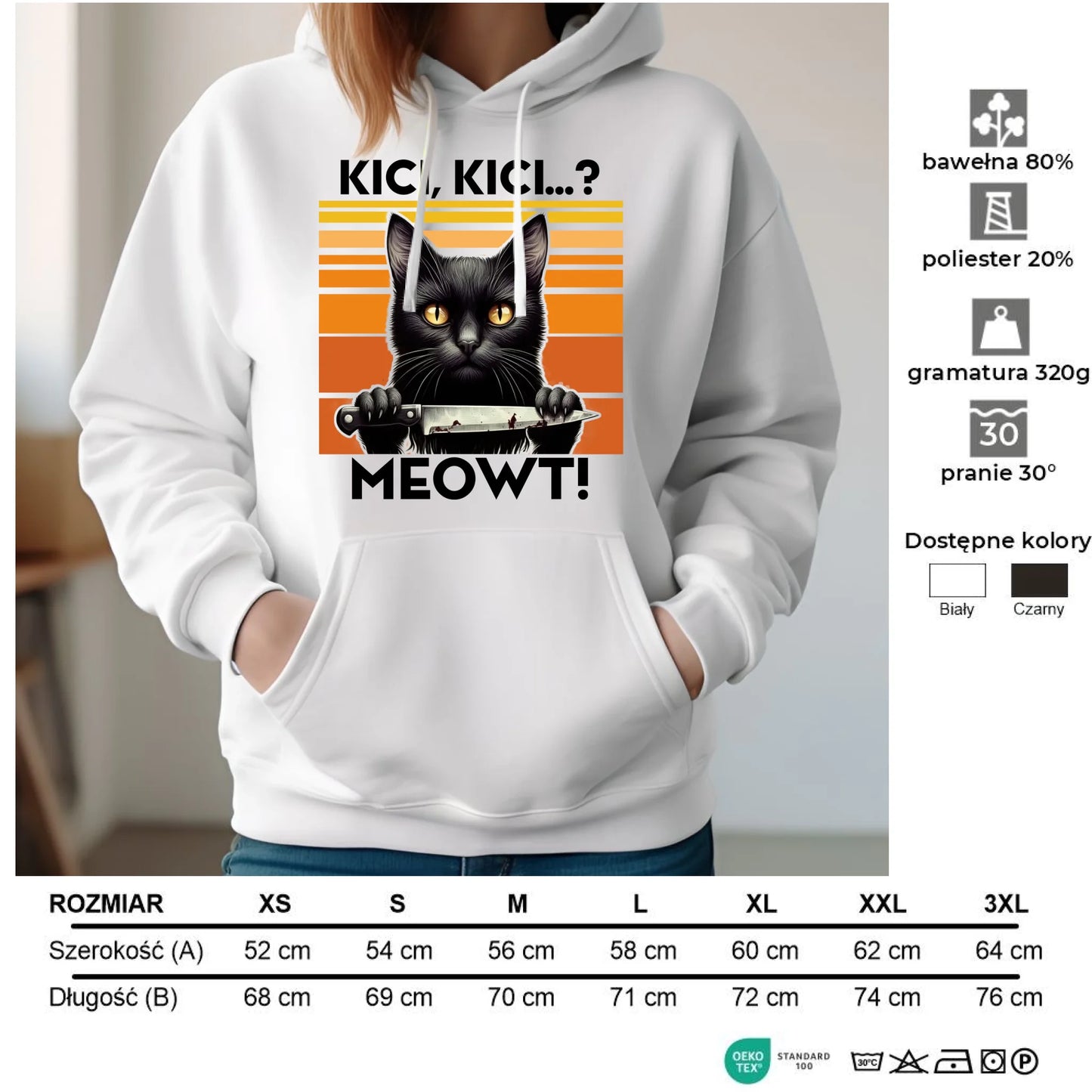 Bluza damska - Kot z nożem - Kici, kici... MEOWT! HL17 - StoryCups.pl