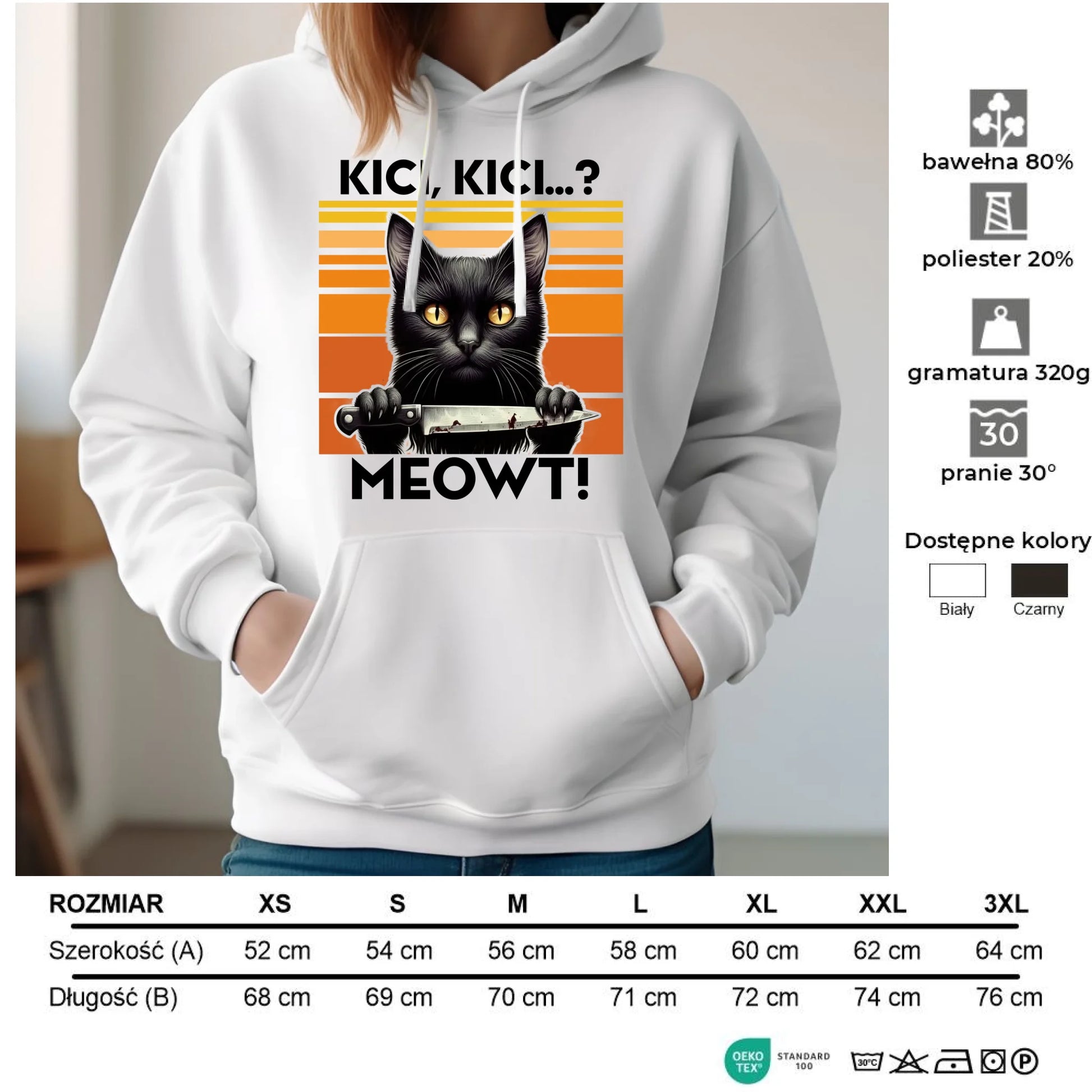 Bluza damska - Kot z nożem - Kici, kici... MEOWT! HL17 - StoryCups.pl