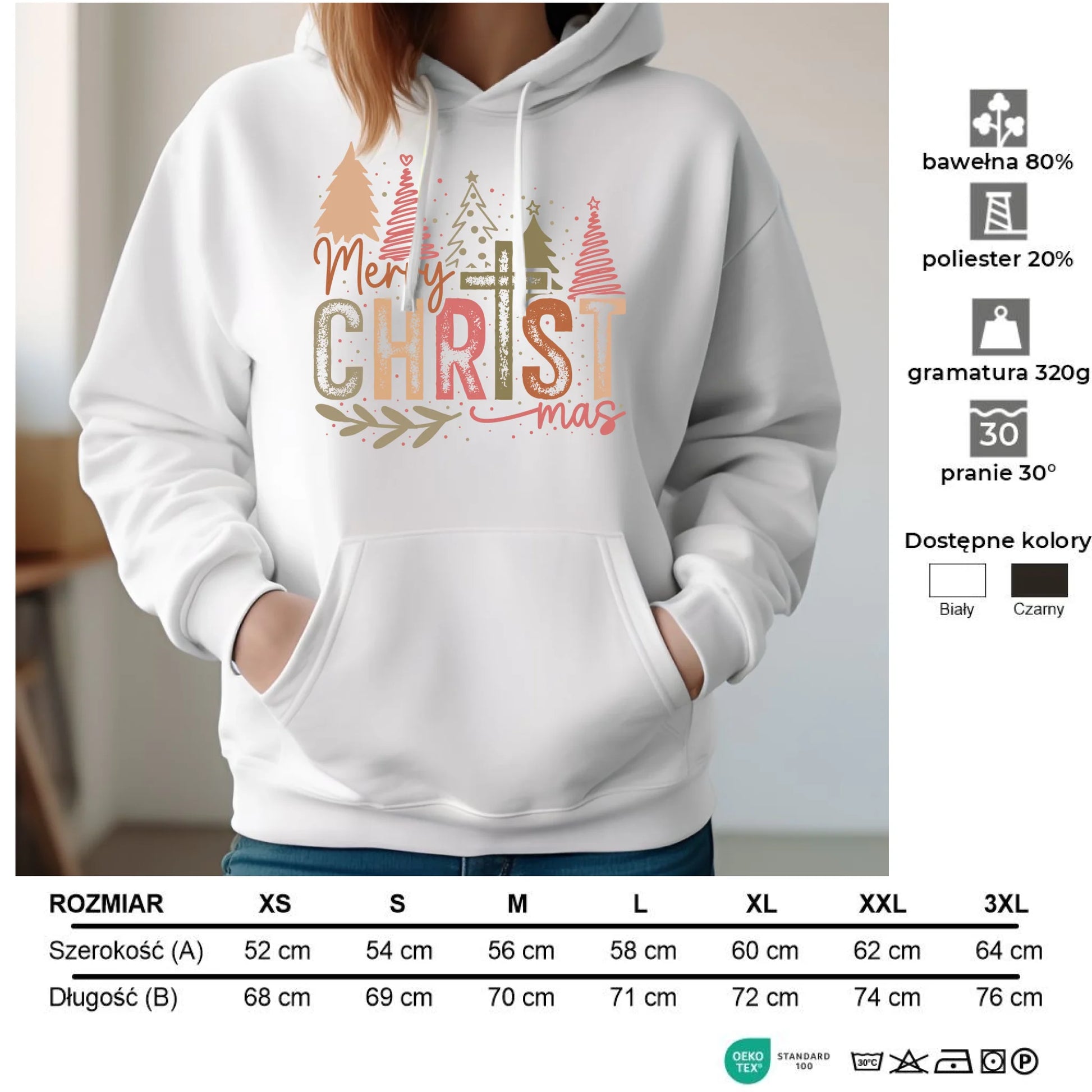 Bluza damska z kapturem świąteczna - Merry Christmas BN01 - StoryCups.pl