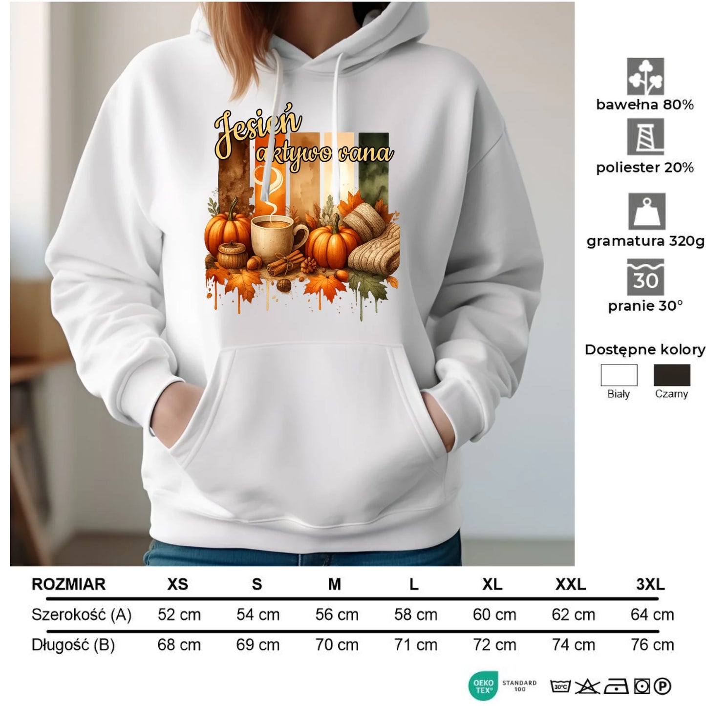 Bluza damska z kapturem jesienna - Jesień aktywowana JS26