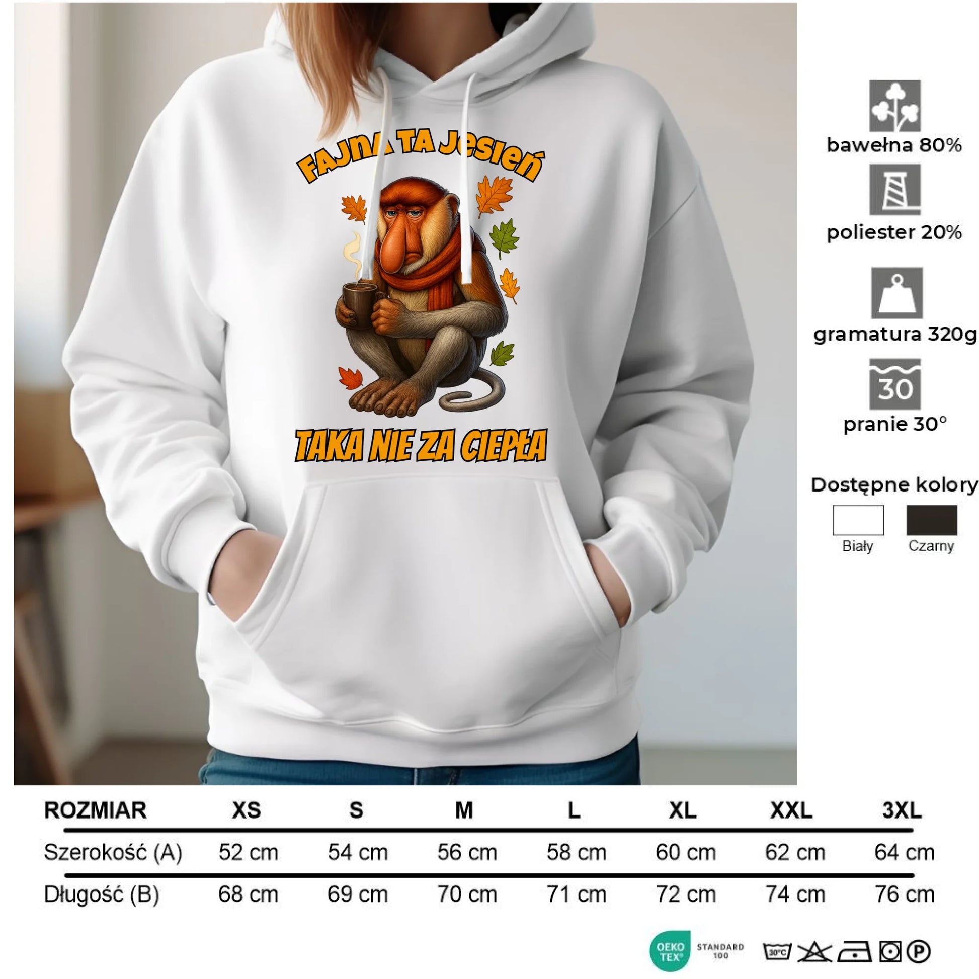 Bluza damska z kapturem jesienna - Janusz Nosacz - Fajna ta jesień, taka nie za ciepła JS21 - StoryCups.pl