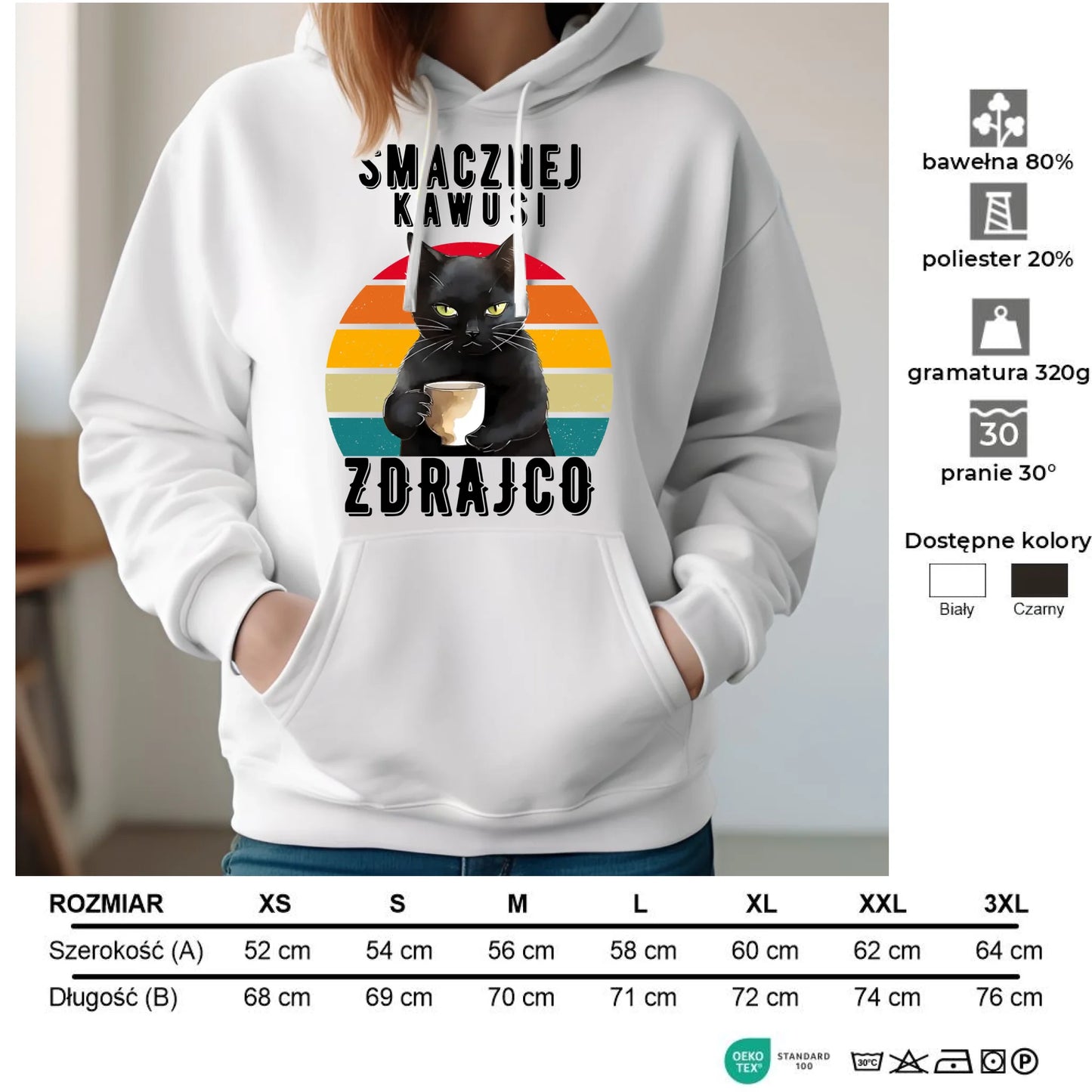 Bluza damska z kapturem na odejście z pracy - Smacznej kawusi zdrajco OP03 - StoryCups.pl