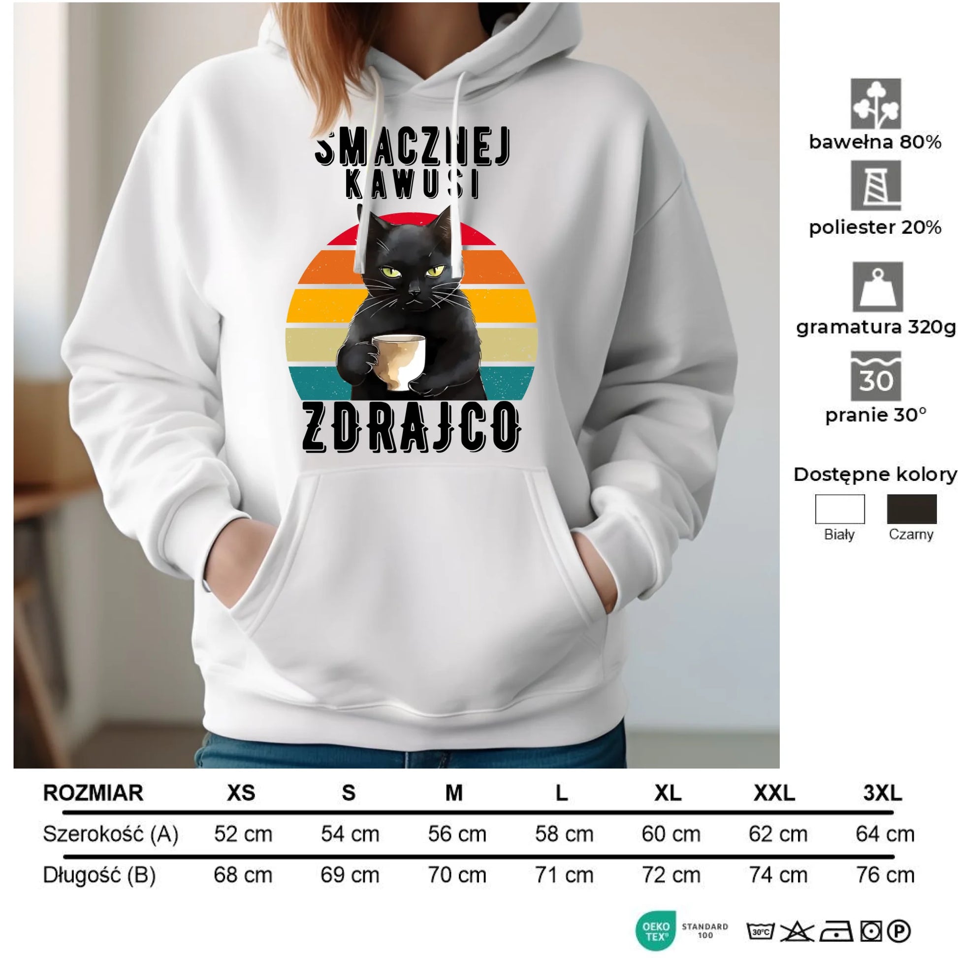 Bluza damska z kapturem na odejście z pracy - Smacznej kawusi zdrajco OP03 - StoryCups.pl