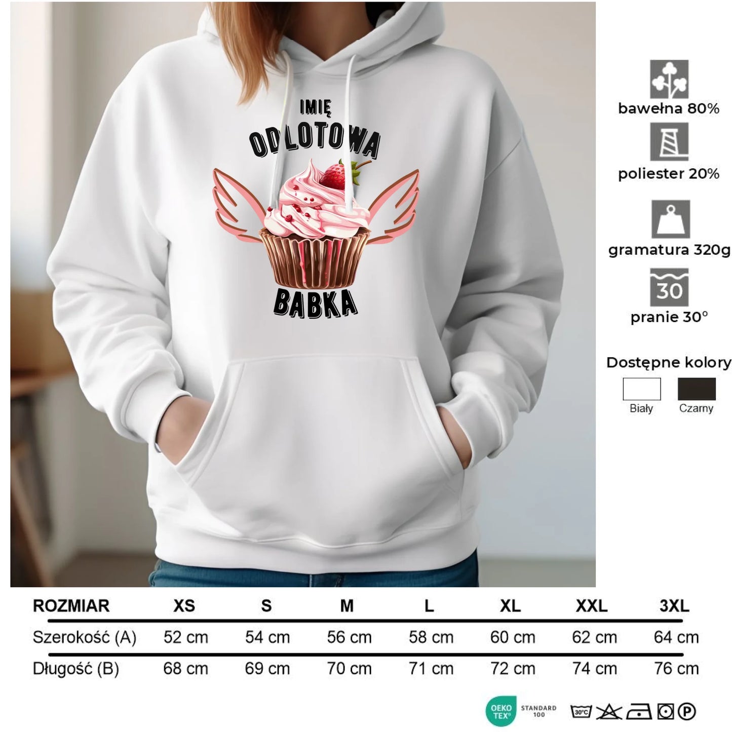 Bluza damska z kapturem - Odlotowa babka - personalizowana DZ06 - StoryCups.pl