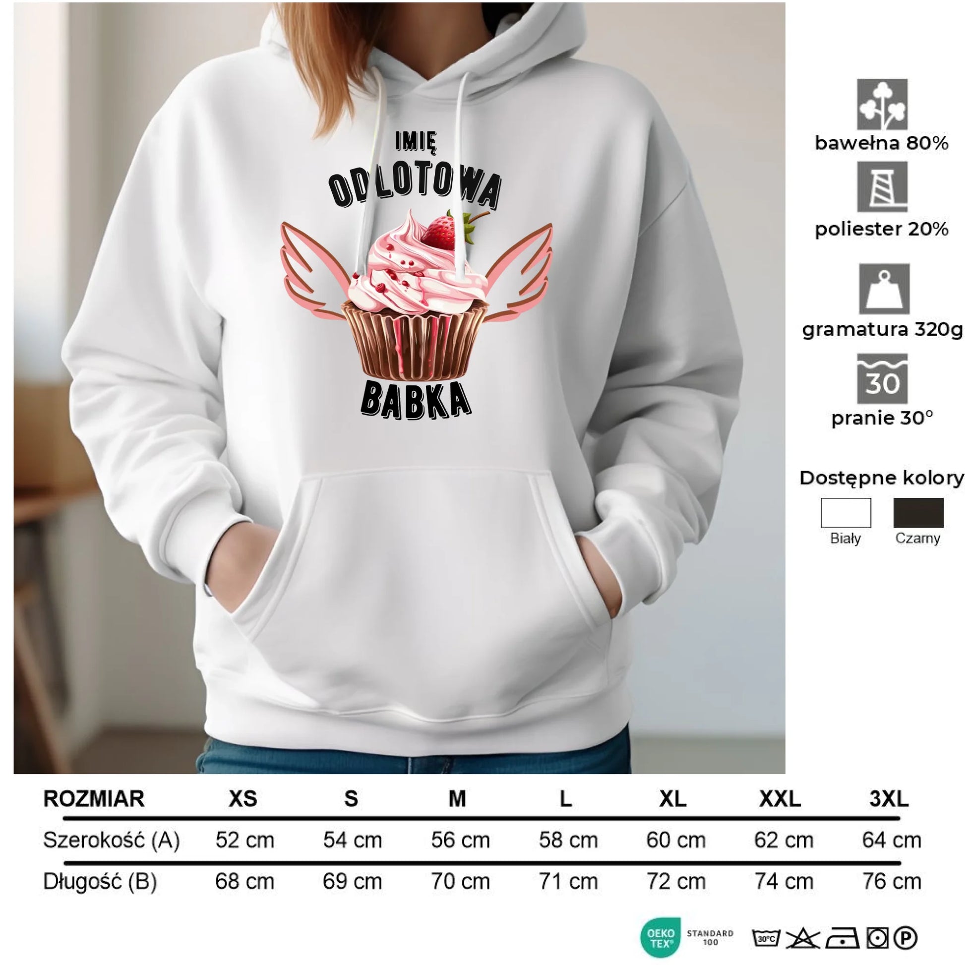 Bluza damska z kapturem - Odlotowa babka - personalizowana DZ06 - StoryCups.pl