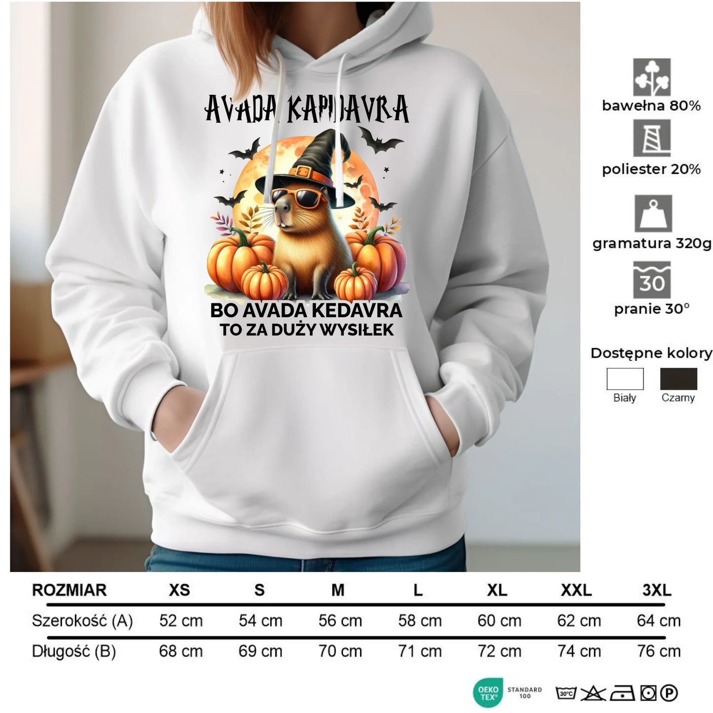 Bluza damska z kapturem halloweenowa - Kapibara - Avada Kapidavra HL21 - StoryCups.pl