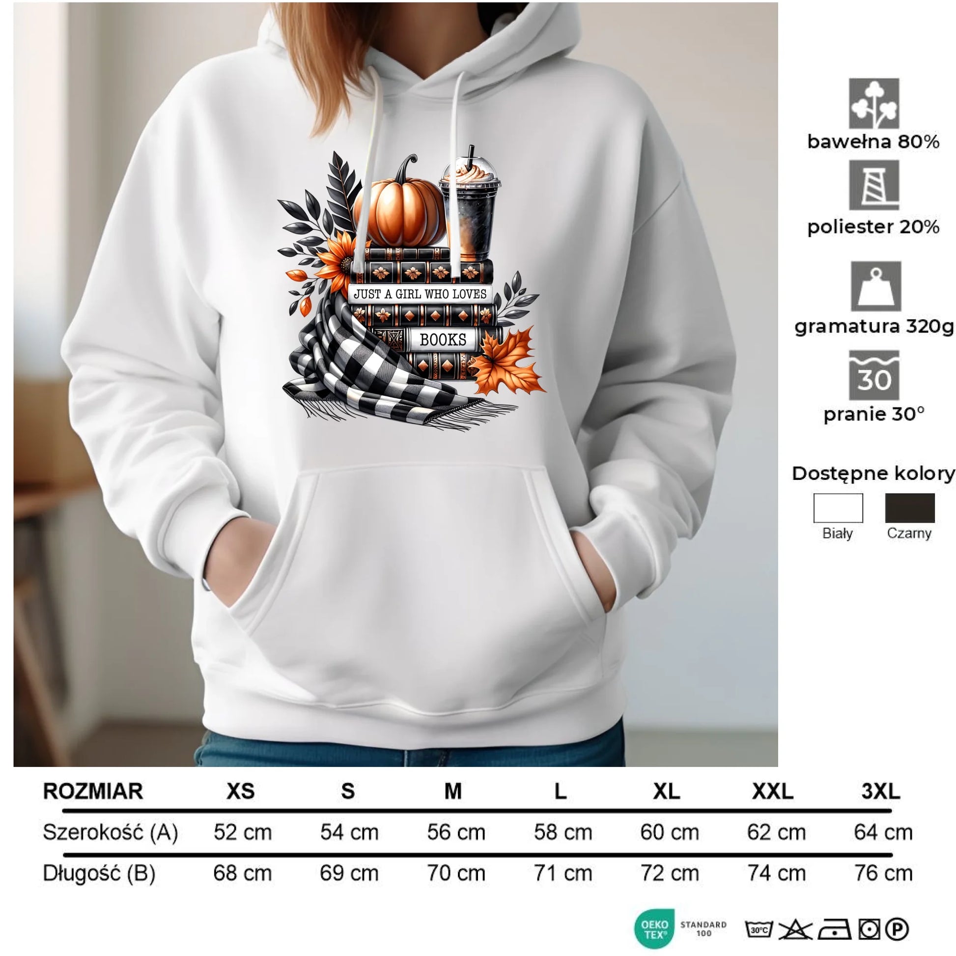 Bluza damska z kapturem jesieniara - Książkara - prezent dla miłośniczki czytania książek JS13 - StoryCups.pl