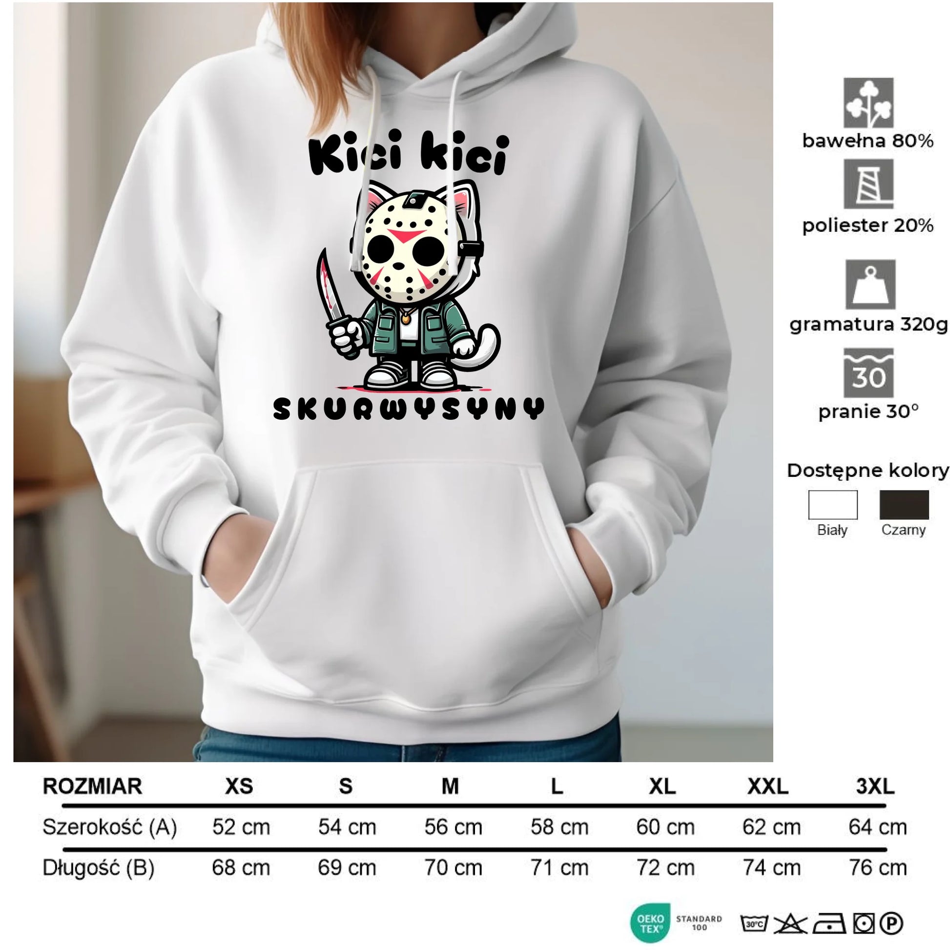 Bluza damska z kapturem na Halloween - Kici kici sk*rwysyny - bez cenzury HL28 - StoryCups.pl