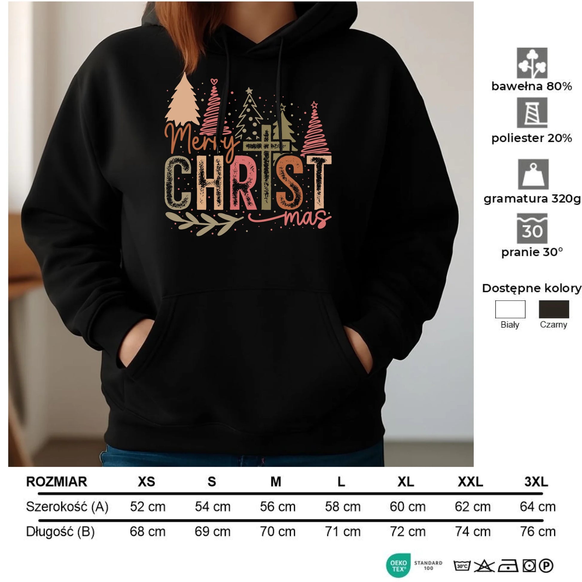 Bluza damska z kapturem świąteczna - Merry Christmas BN01 - StoryCups.pl