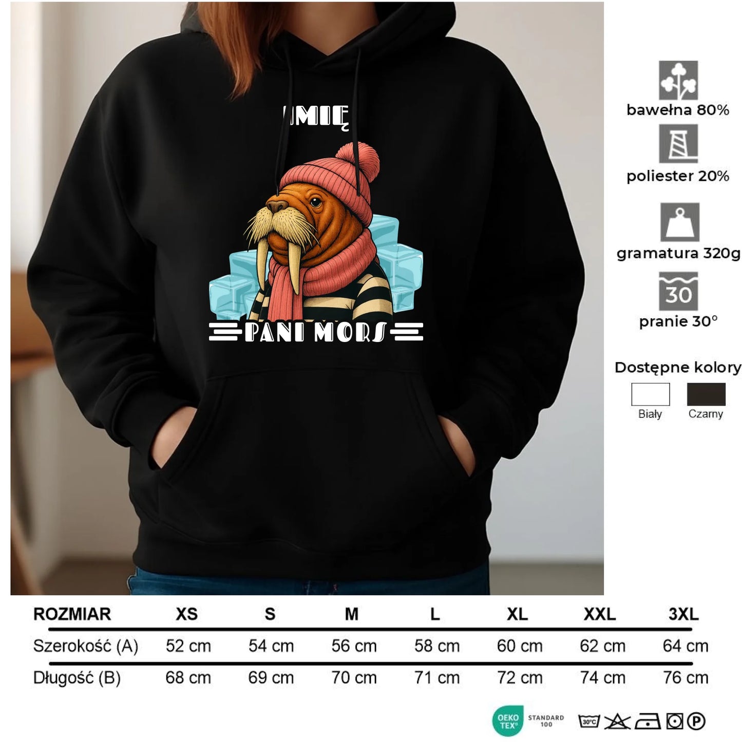 Bluza damska z kapturem - prezent dla morsa - Pani Mors - personalizowana HM16 - StoryCups.pl