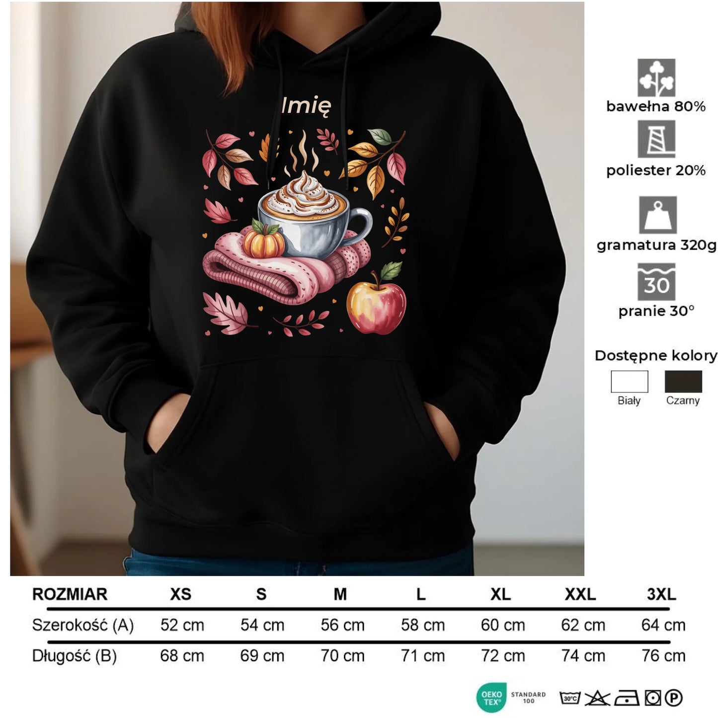 Bluza damska z kapturem jesienna - Przytulna jesień - personalizowana JS29