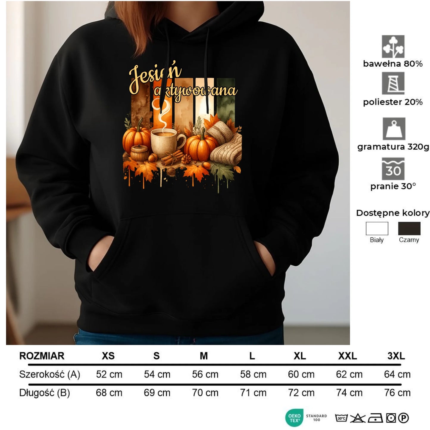 Bluza damska z kapturem jesienna - Jesień aktywowana JS26