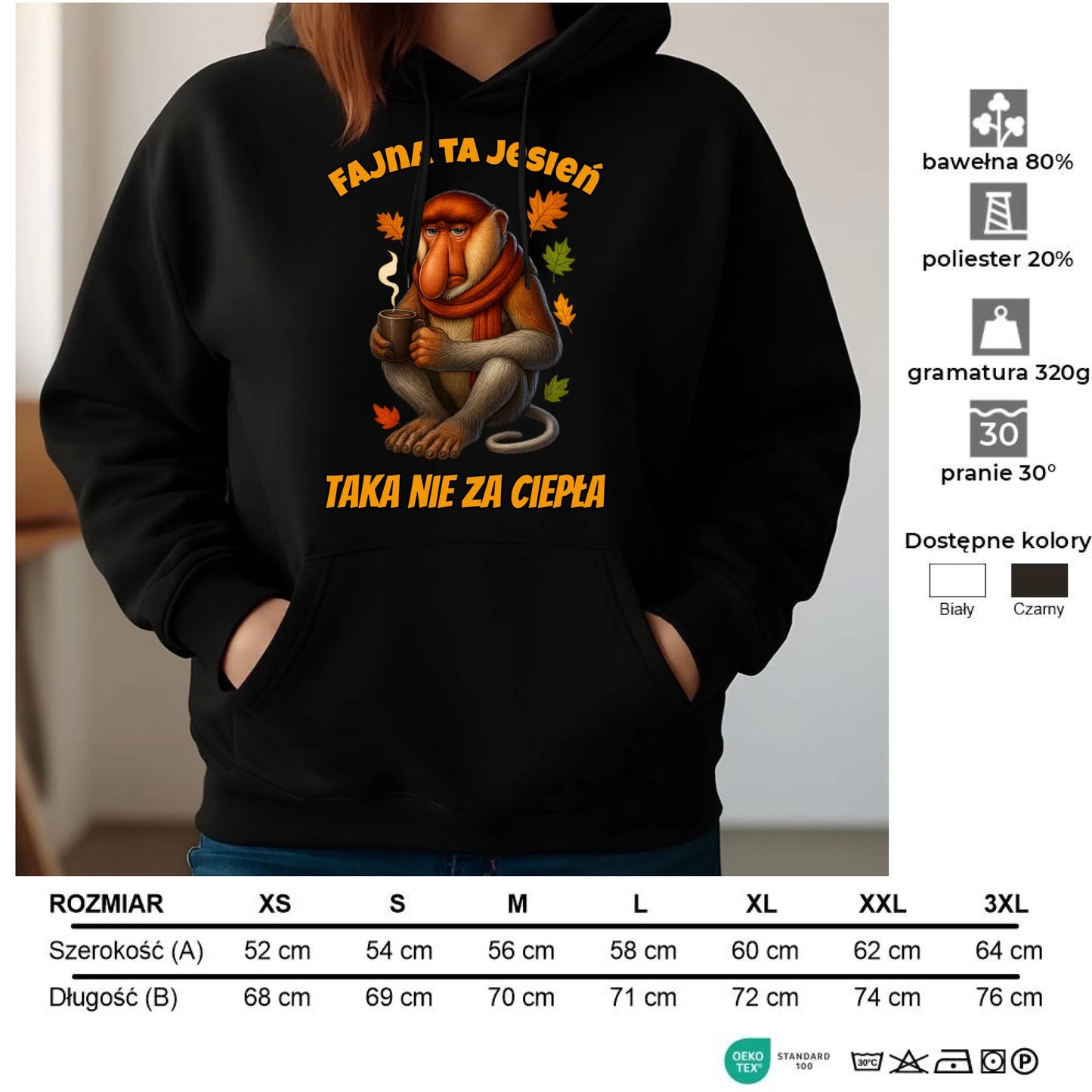 Bluza damska z kapturem jesienna - Janusz Nosacz - Fajna ta jesień, taka nie za ciepła JS21 - StoryCups.pl