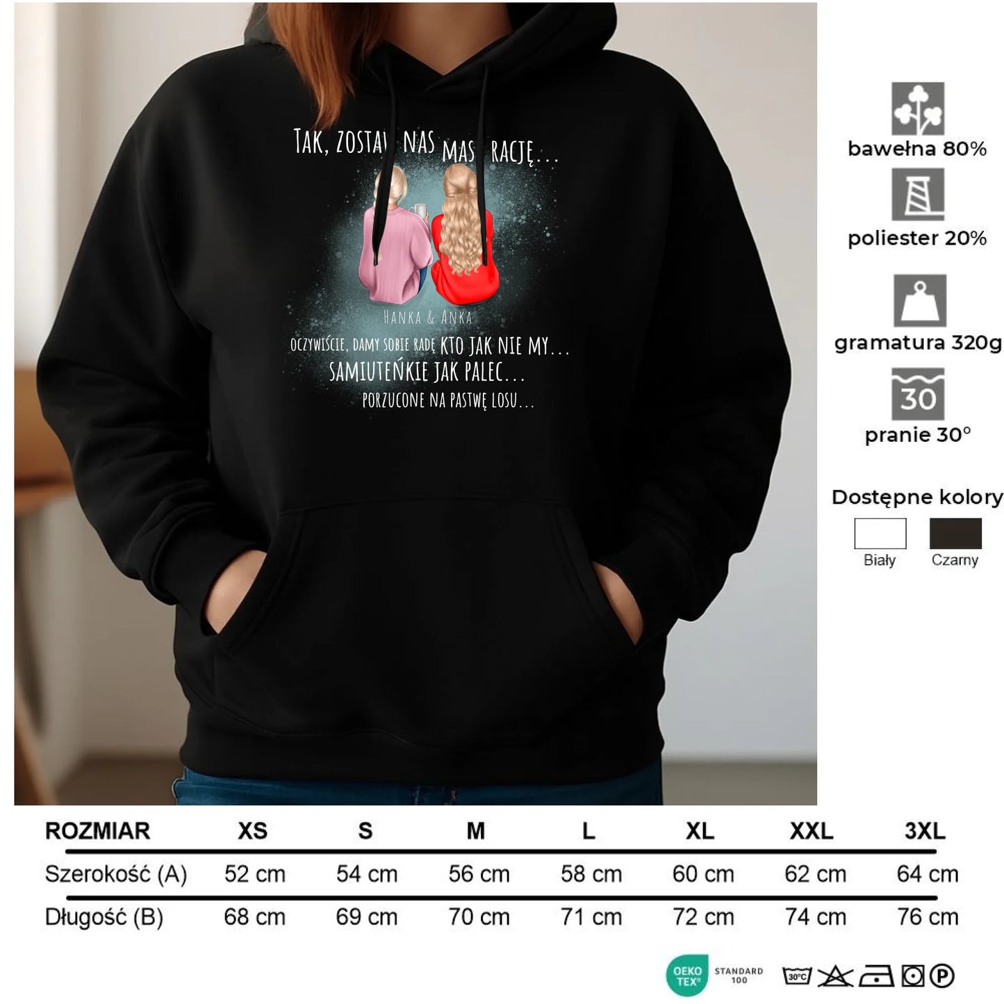 Bluza damska z kapturem na odejście z pracy - prezent od koleżanek - 2-5 osób personalizowana OP16 - StoryCups.pl