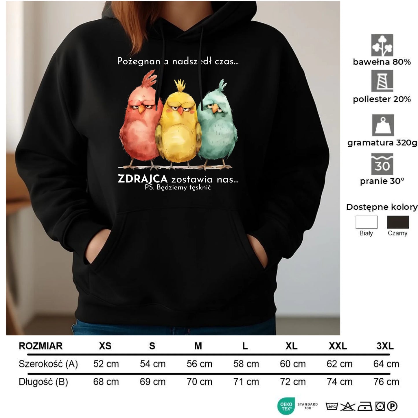 Bluza damska z kapturem na odejście z pracy - Pożegnania nadszedł czas OP05 - StoryCups.pl