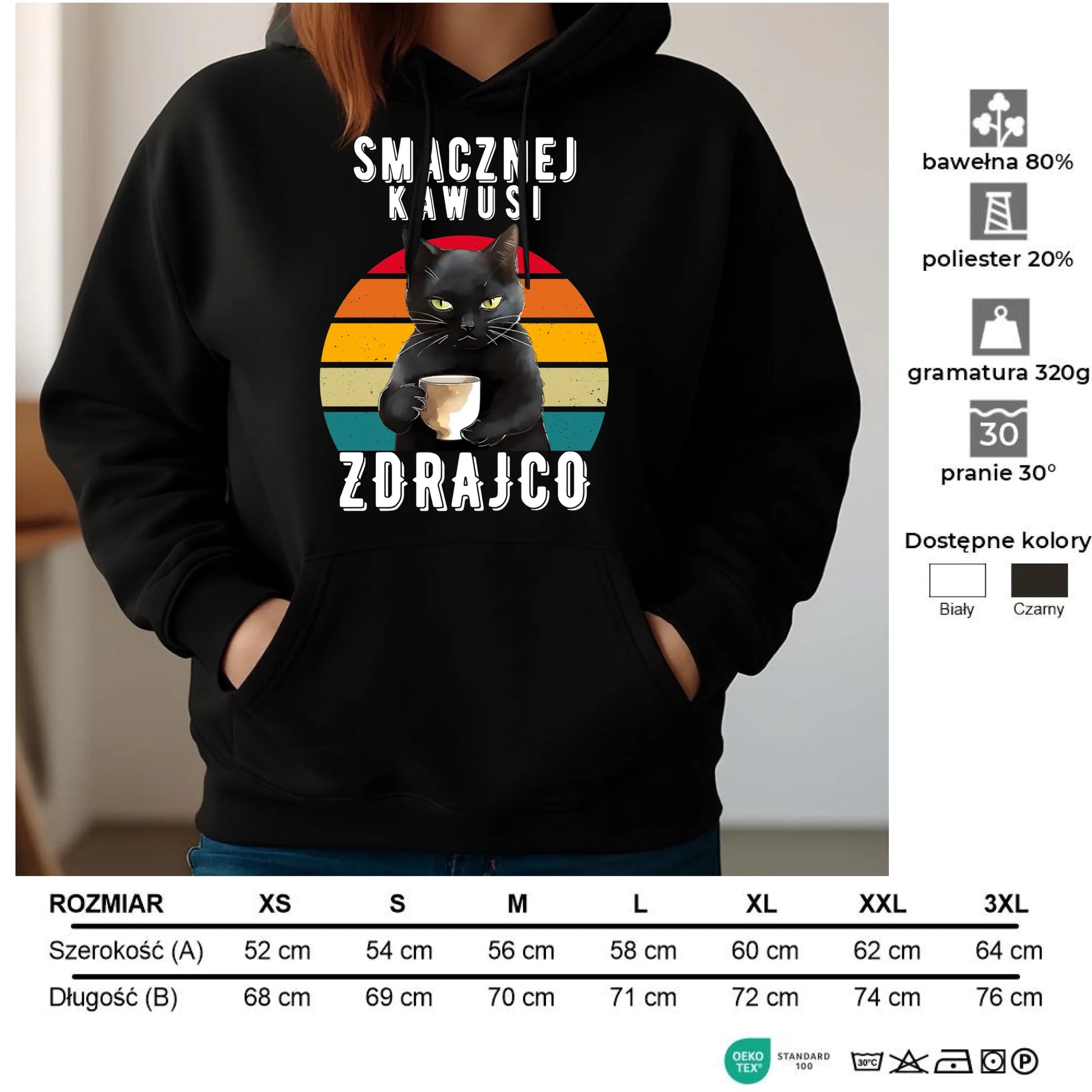 Bluza damska z kapturem na odejście z pracy - Smacznej kawusi zdrajco OP03 - StoryCups.pl