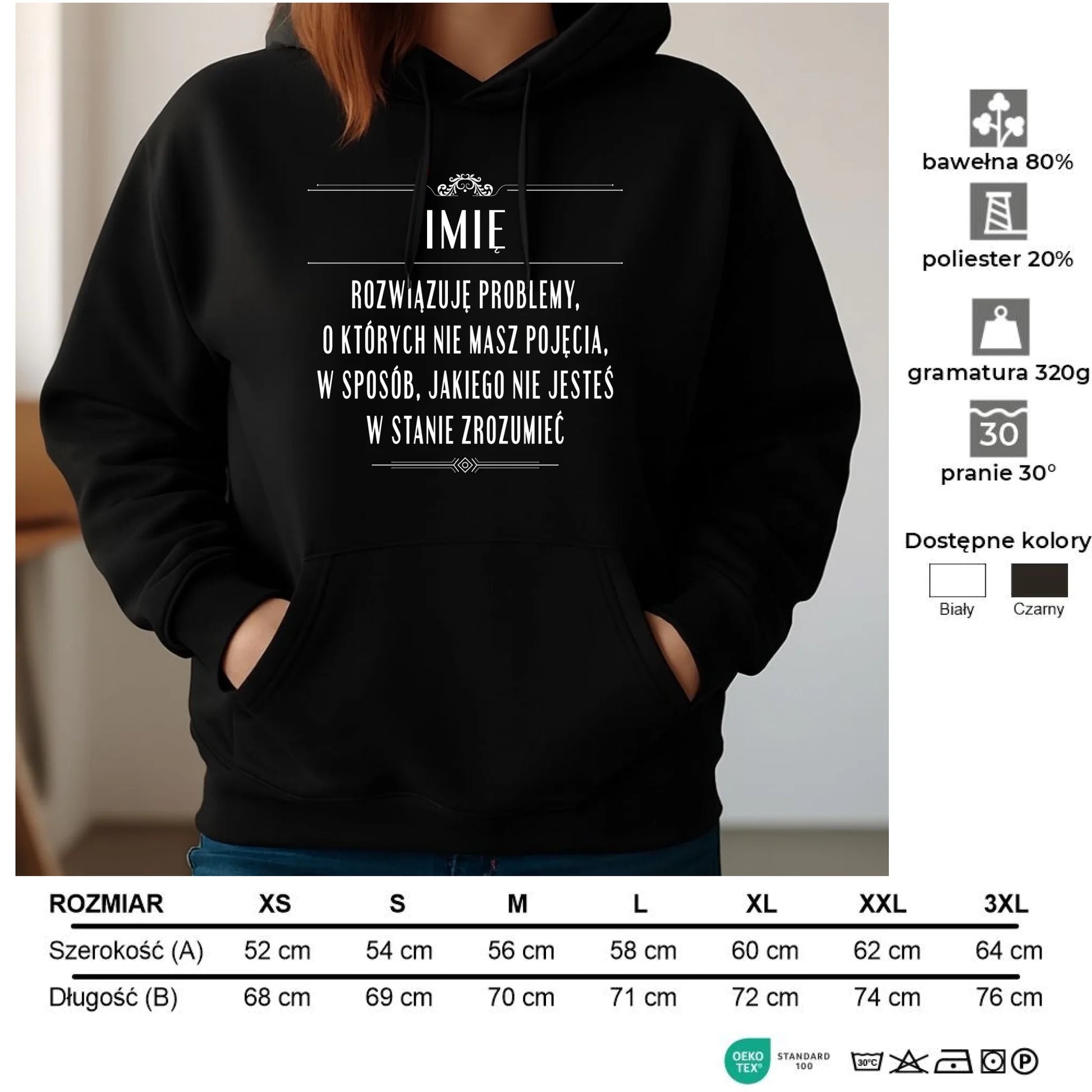 Bluza damska z kapturem - Rozwiązuję problemy, o których nie masz pojęcia - personalizowana DZ20 - StoryCups.pl