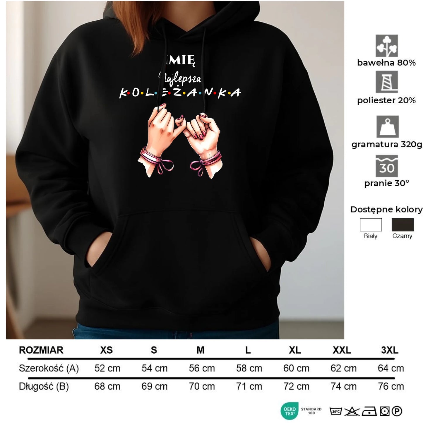 Bluza damska z kapturem - Najlepsza koleżanka - personalizowana DZ02 - StoryCups.pl