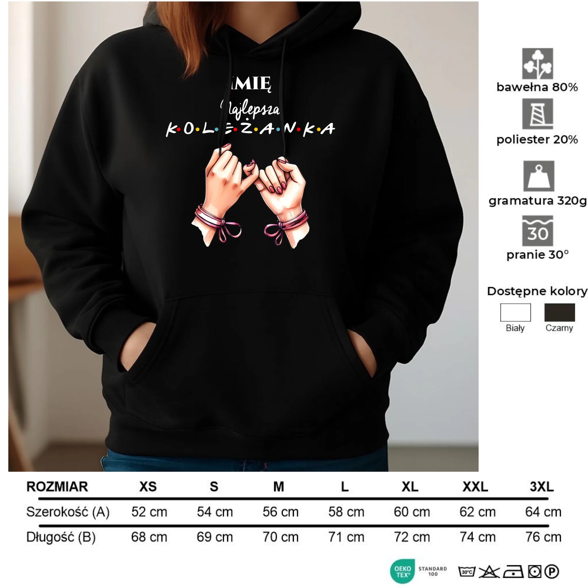 Bluza damska z kapturem - Najlepsza koleżanka - personalizowana DZ02 - StoryCups.pl