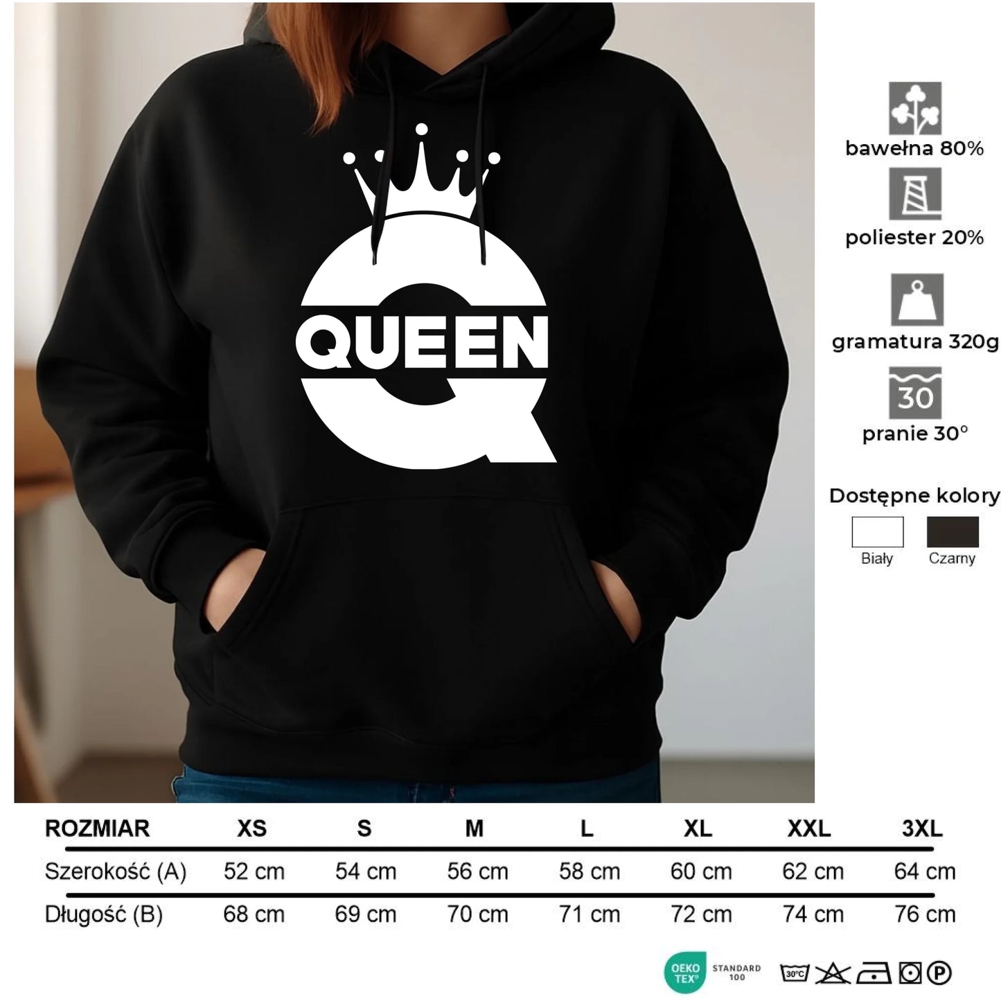 Bluza damska z kapturem - Queen W40 - StoryCups.pl
