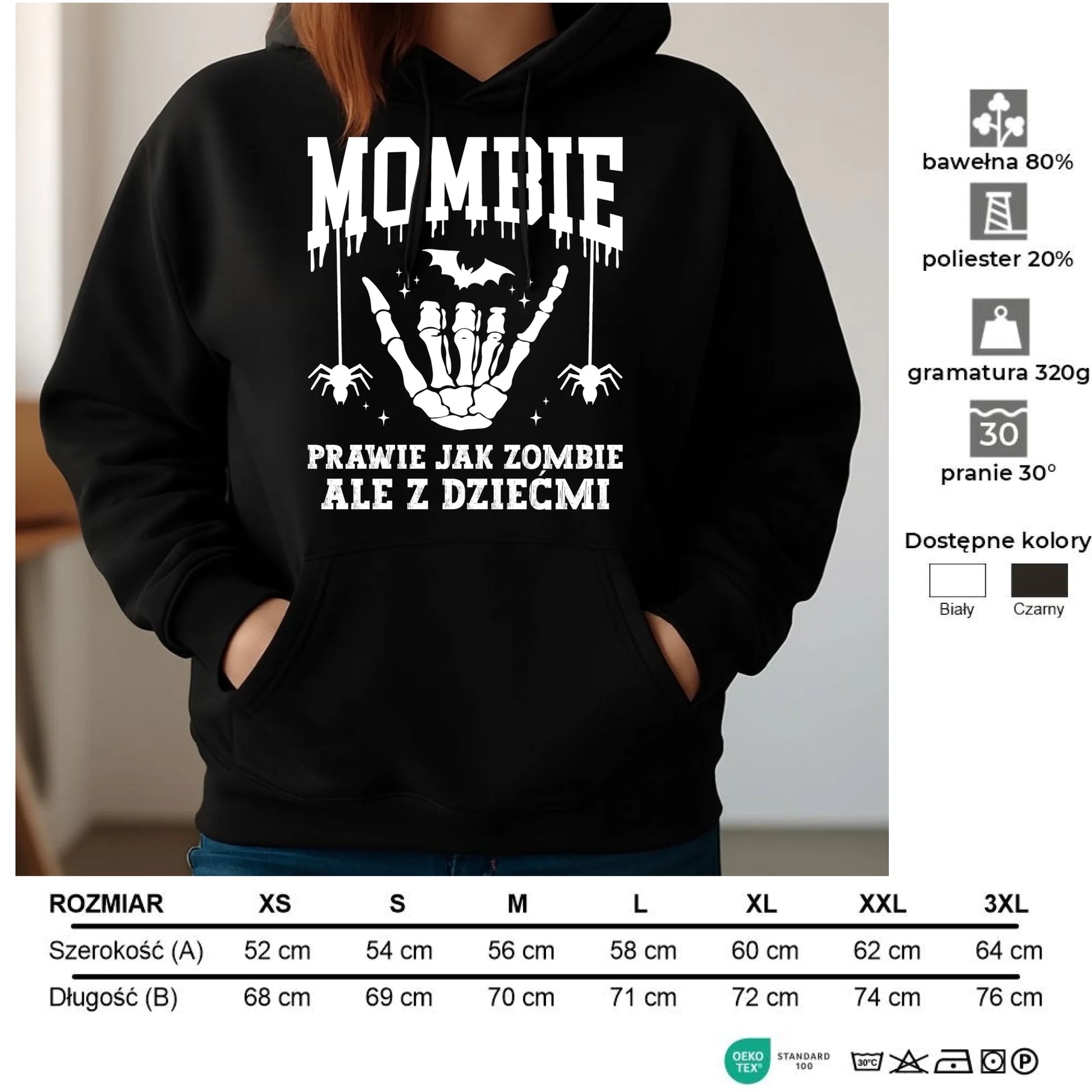 Bluza damska z kapturem dla mamy - Mombie - zombie z dziećmi HL18 - StoryCups.pl