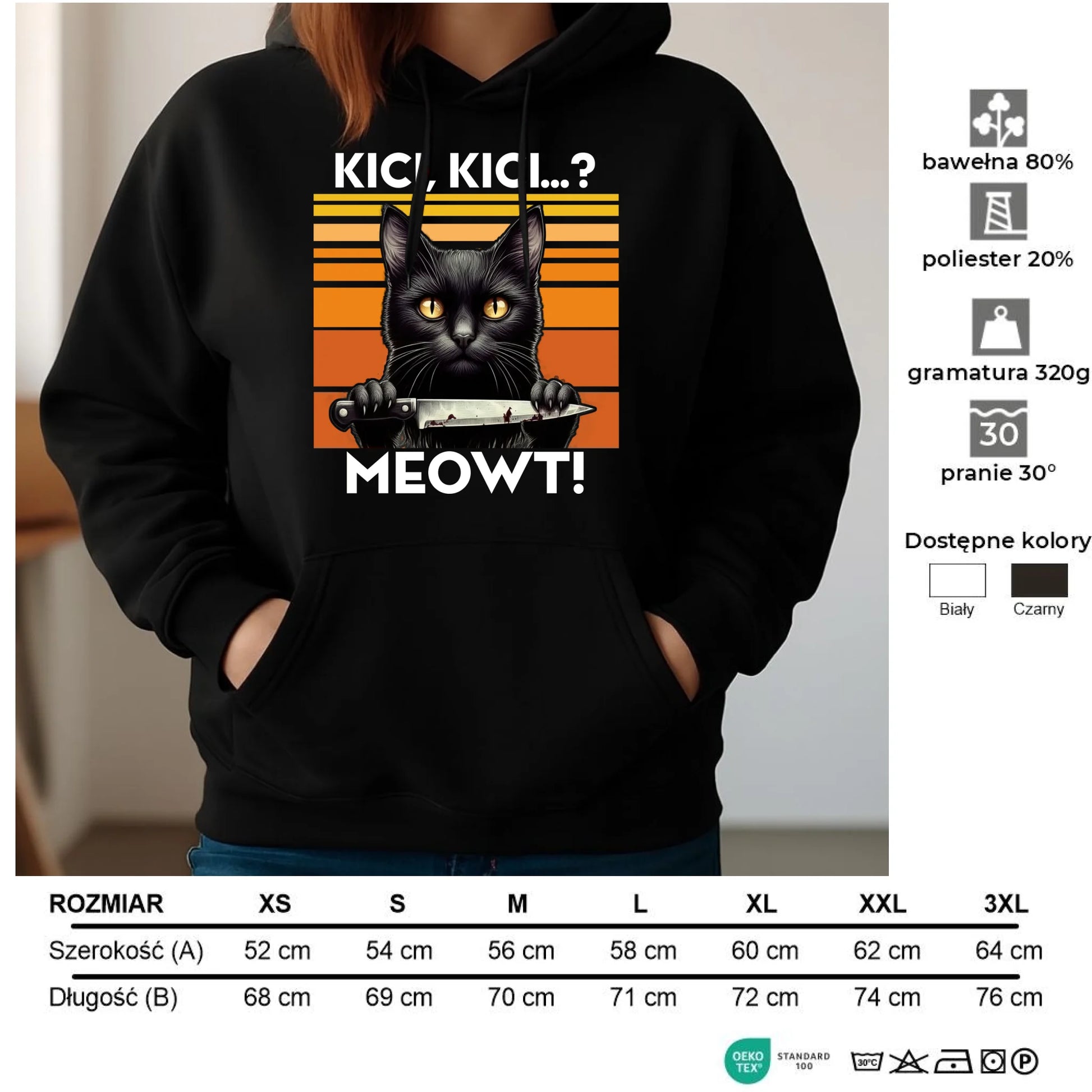 Bluza damska - Kot z nożem - Kici, kici... MEOWT! HL17 - StoryCups.pl
