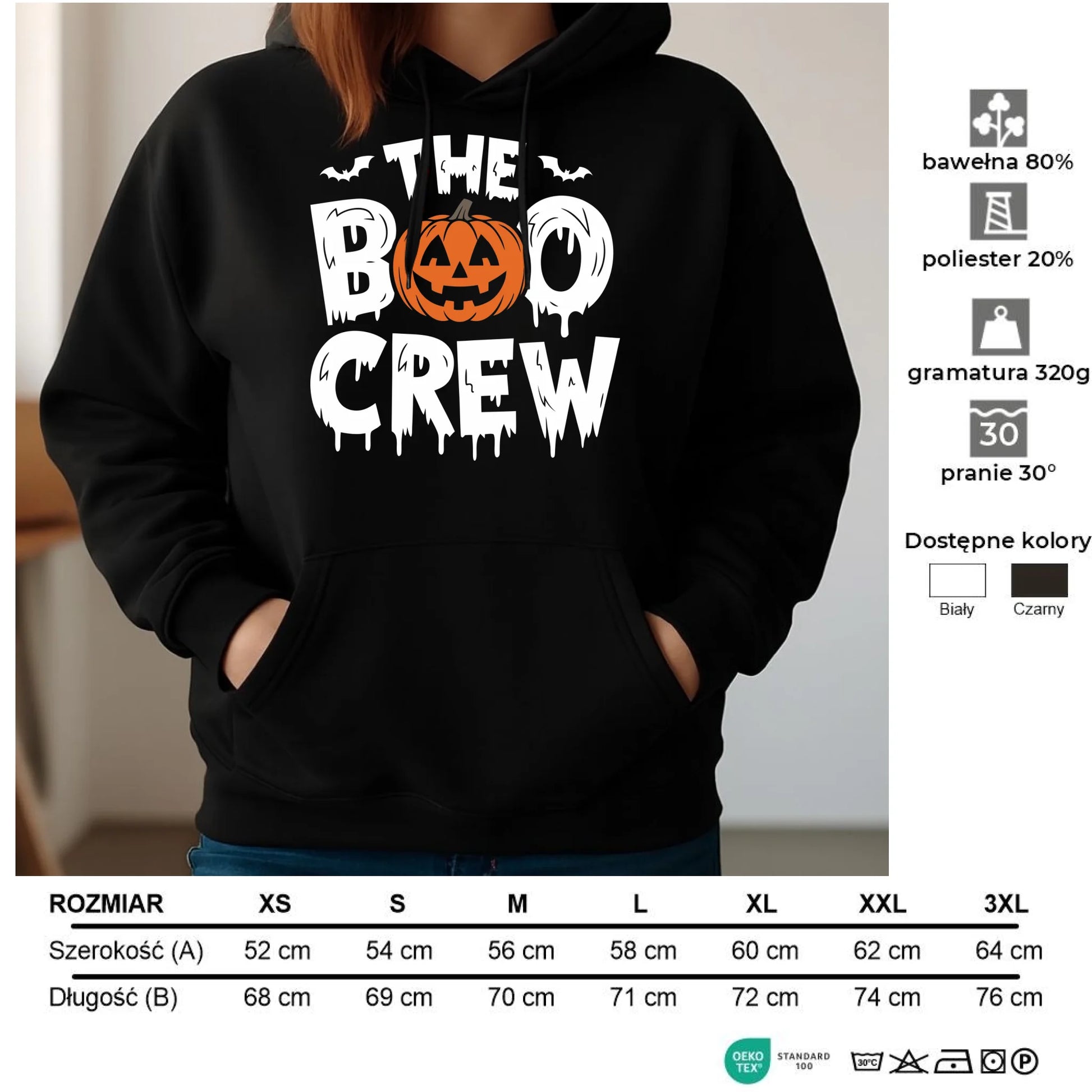Bluza damska z kapturem na Halloween - The Boo Crew HL12 - StoryCups.pl