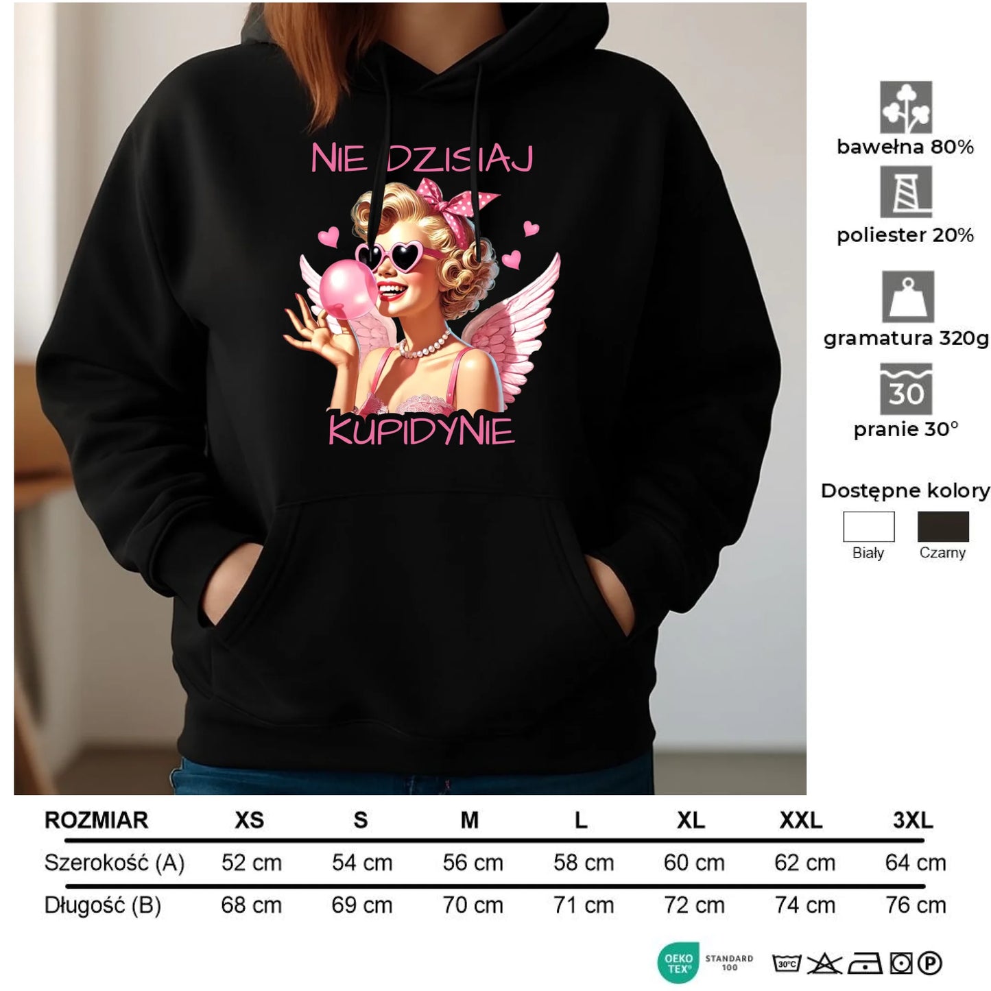 Bluza damska z kapturem na Walentynki dla singielki - Nie dzisiaj W18 - StoryCups.pl